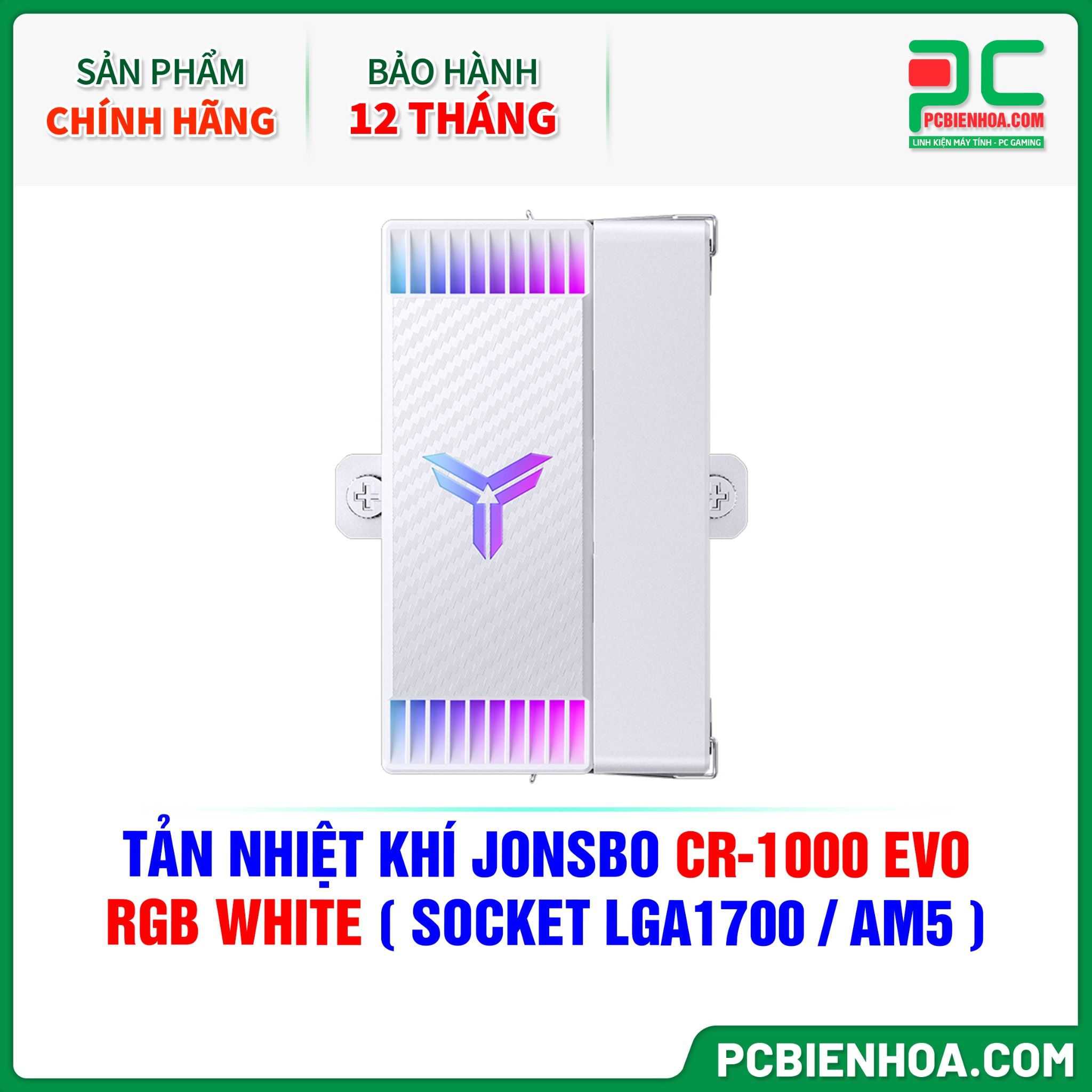 TẢN NHIỆT KHÍ JONSBO CR-1000 EVO RGB WHITE ( HỖ TRỢ SOCKET LGA1700 / AM5 )