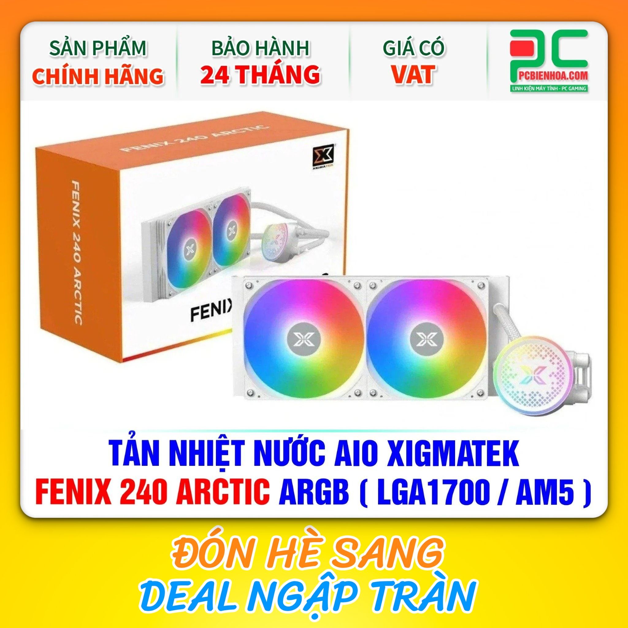 TẢN NHIỆT NƯỚC AIO XIGMATEK FENIX 240 ARCTIC ARGB ( HỖ TRỢ SOCKET LGA1700 / AM5 - EN42942 )