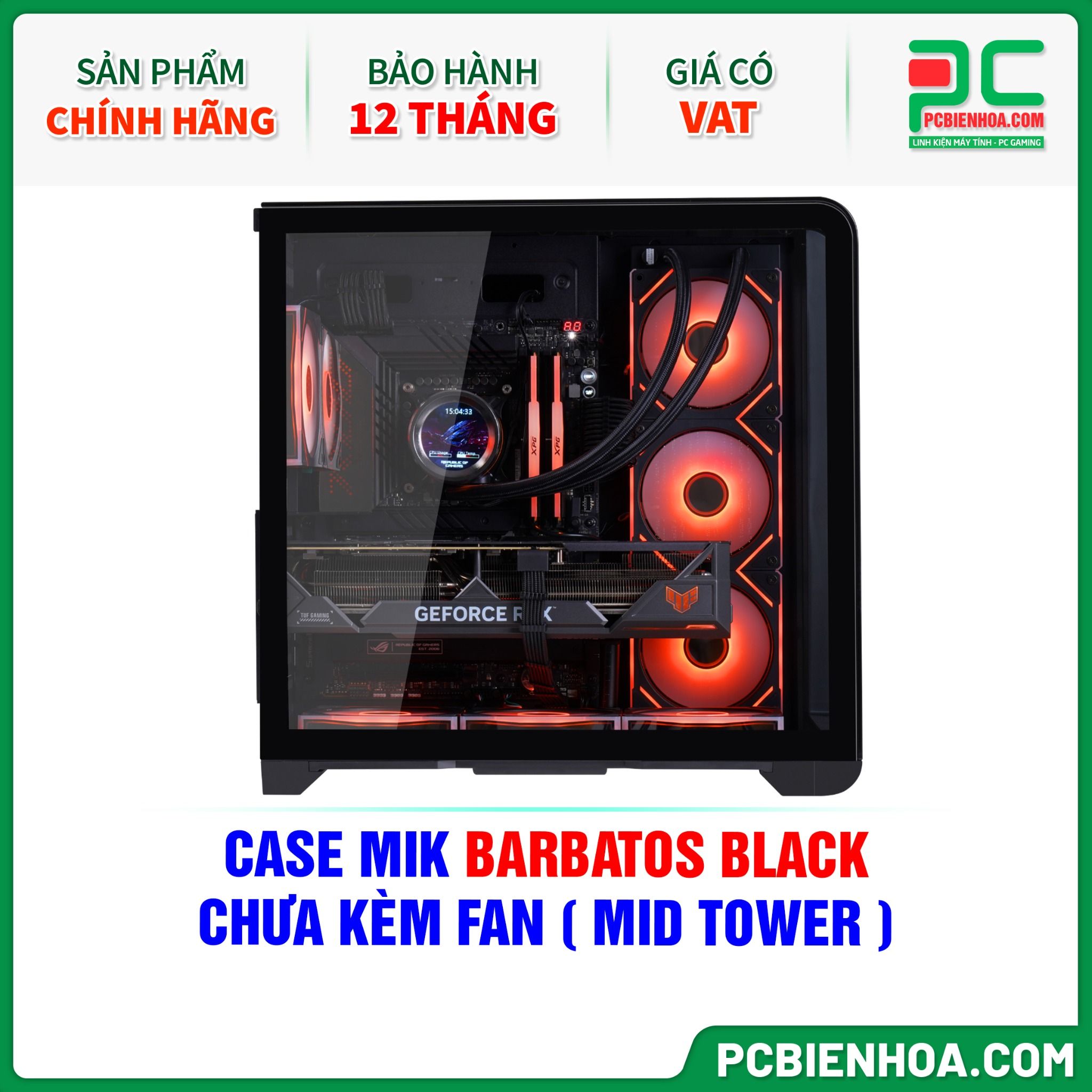 CASE MIK BARBATOS BLACK - CHƯA KÈM FAN ( MID TOWER )
