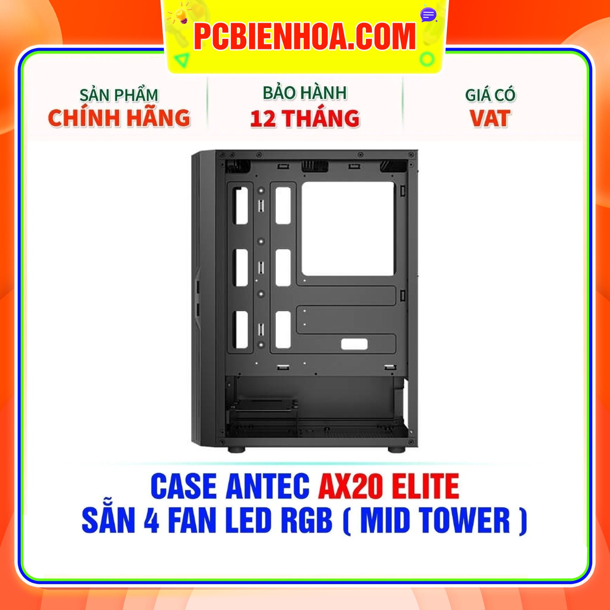  CASE ANTEC AX20 ELITE - SẴN 4 FAN LED RGB ( MID TOWER ) 