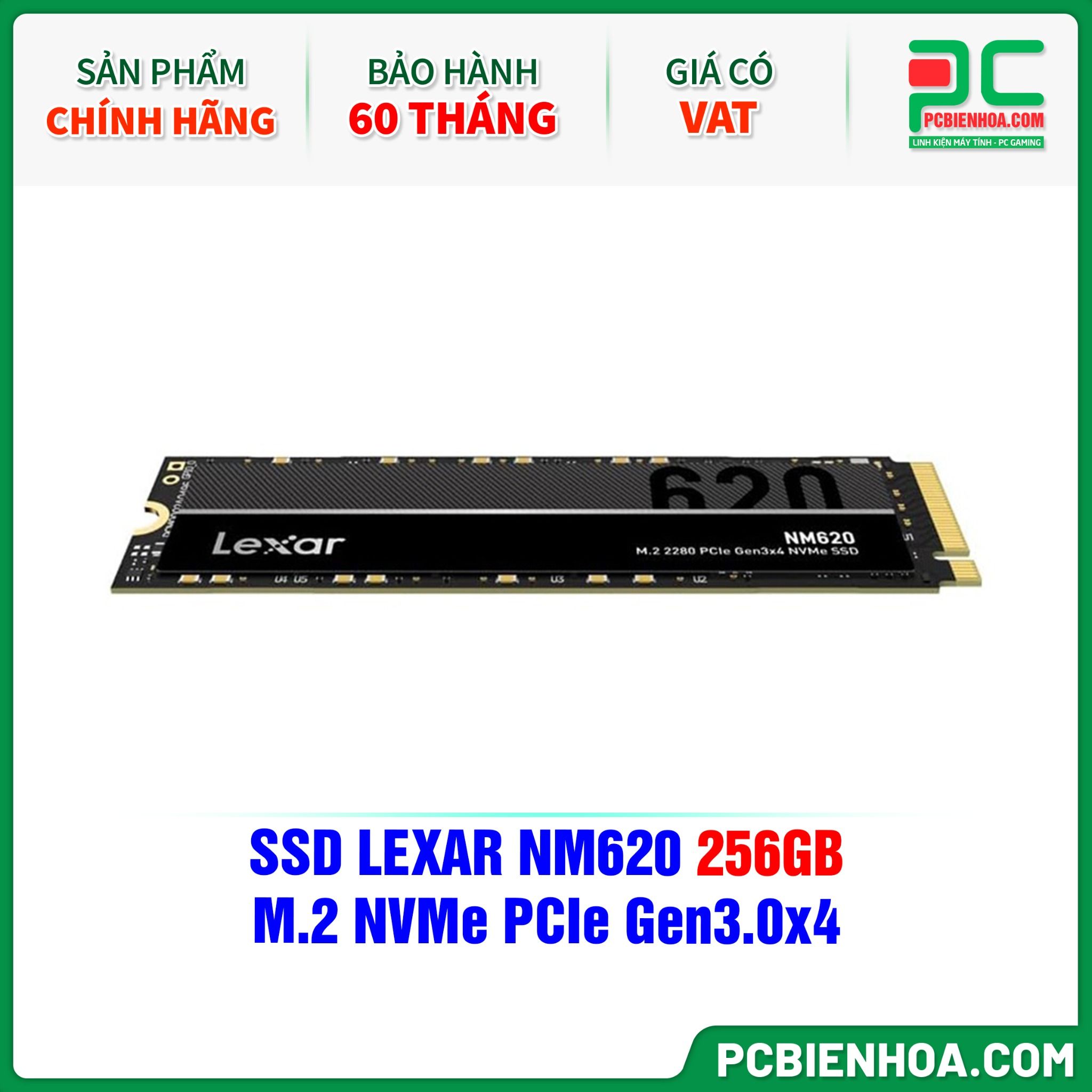 SSD LEXAR NM620 256GB - M.2 NVMe PCIe Gen3.0x4 (LNM620X256G-RNNNG)