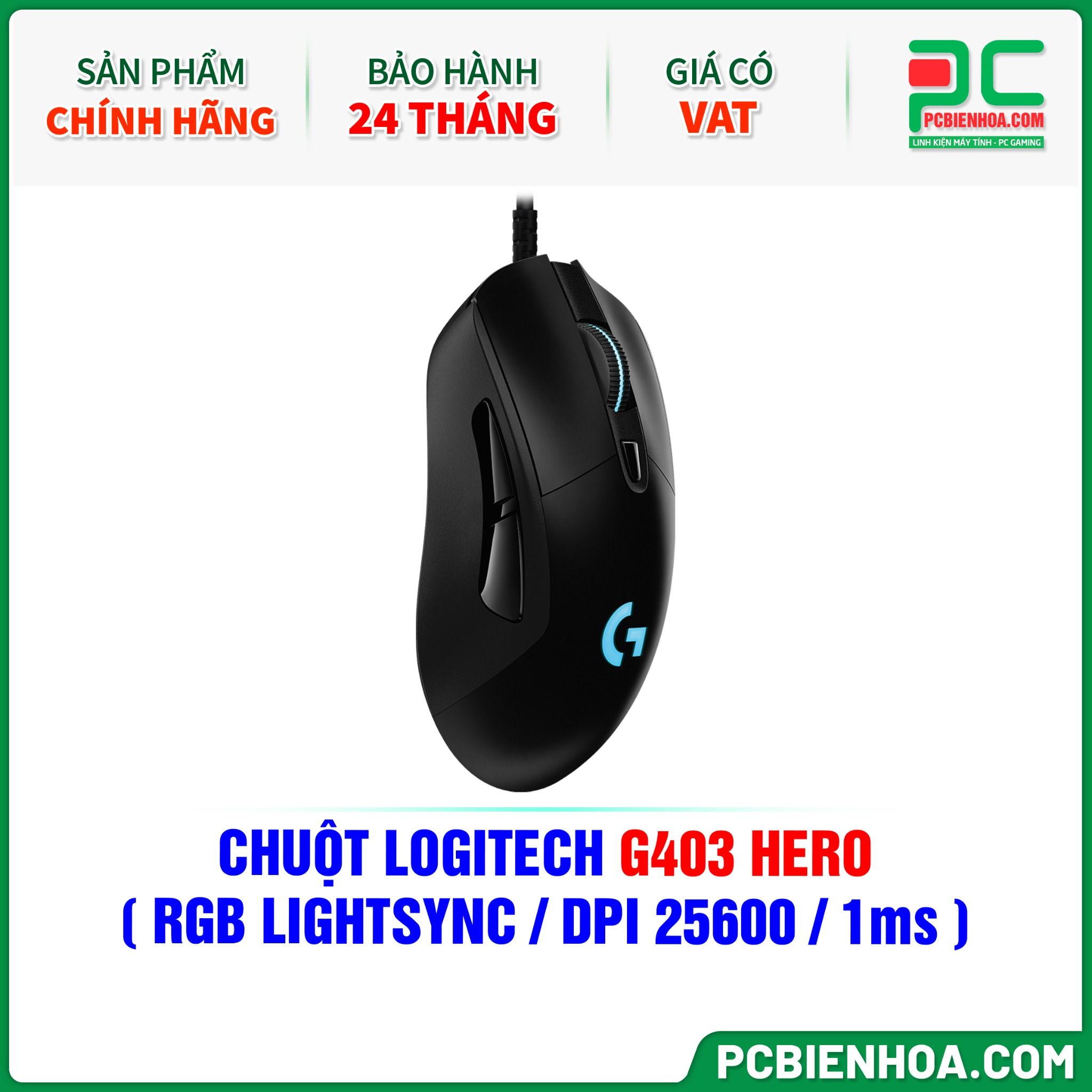 CHUỘT LOGITECH G403 HERO ( RGB LIGHTSYNC / DPI 25600 / 1ms )