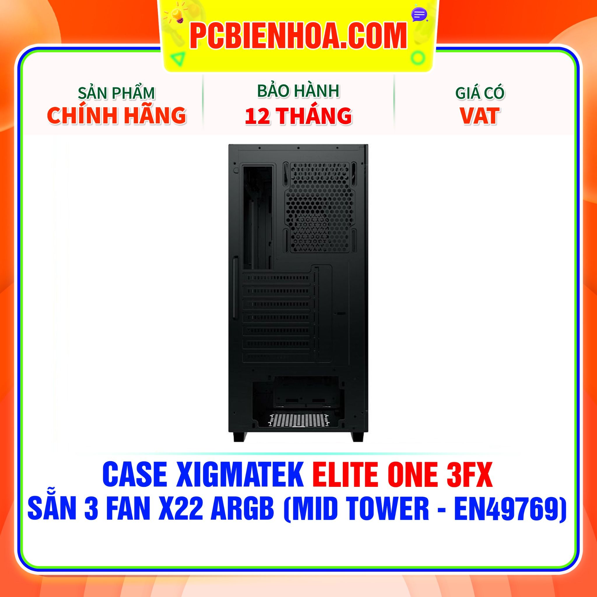  CASE XIGMATEK ELITE ONE 3FX - SẴN 3 FAN X22 ARGB ( MID TOWER - EN49769 ) 