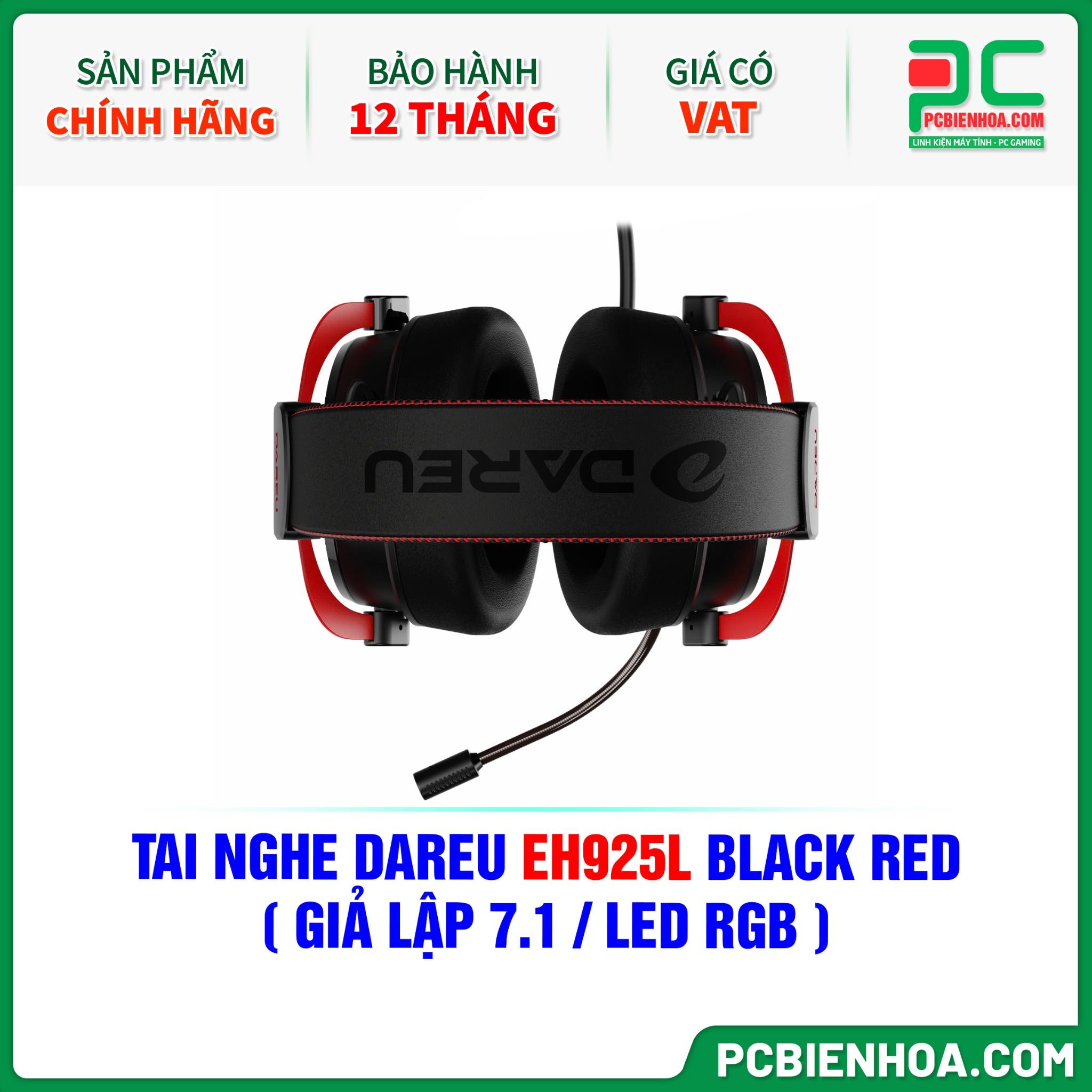 TAI NGHE DAREU EH925L BLACK RED ( GIẢ LẬP 7.1 / LED RGB )