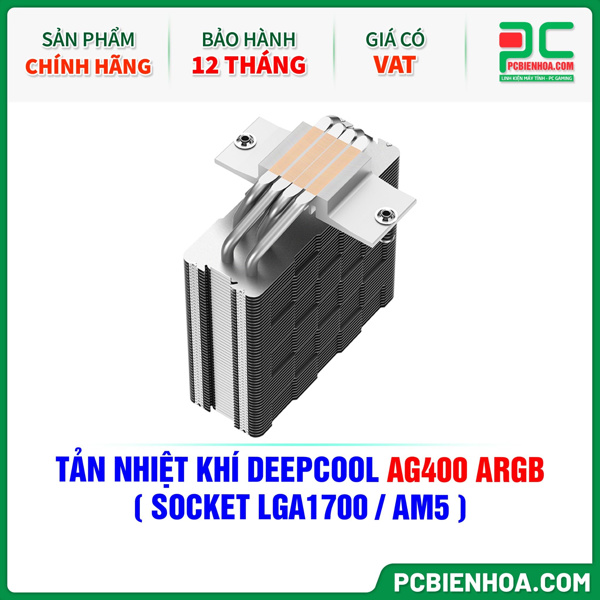 TẢN NHIỆT KHÍ DEEPCOOL AG400 ARGB ( HỖ TRỢ SOCKET LGA1700 / AM5 )