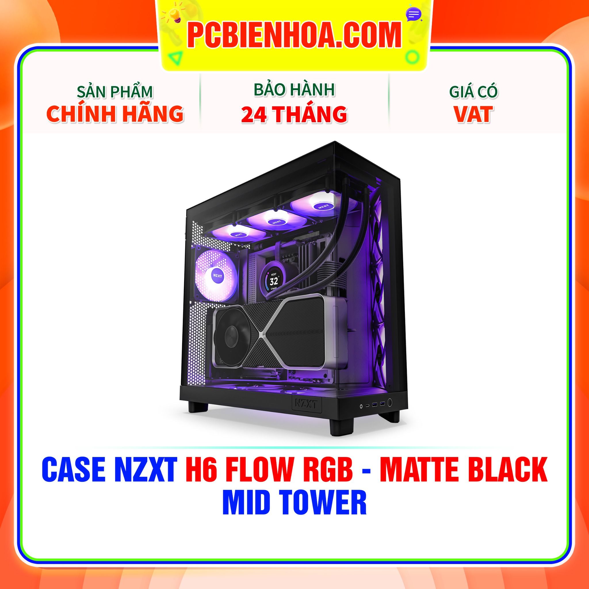  CASE NZXT H6 FLOW RGB - MATTE BLACK ( MID TOWER ) 