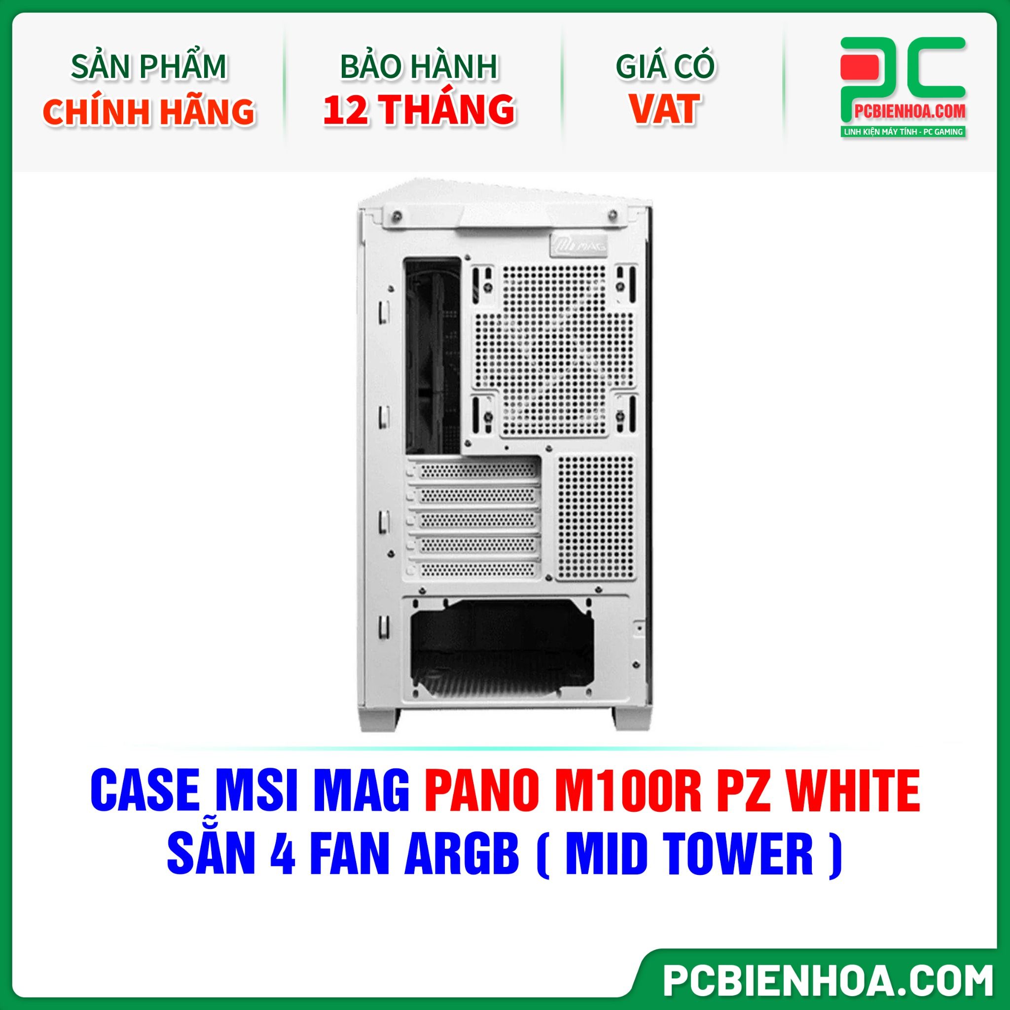 CASE MSI MAG PANO M100R PZ WHITE - SẴN 4 FAN ARGB ( MID TOWER )