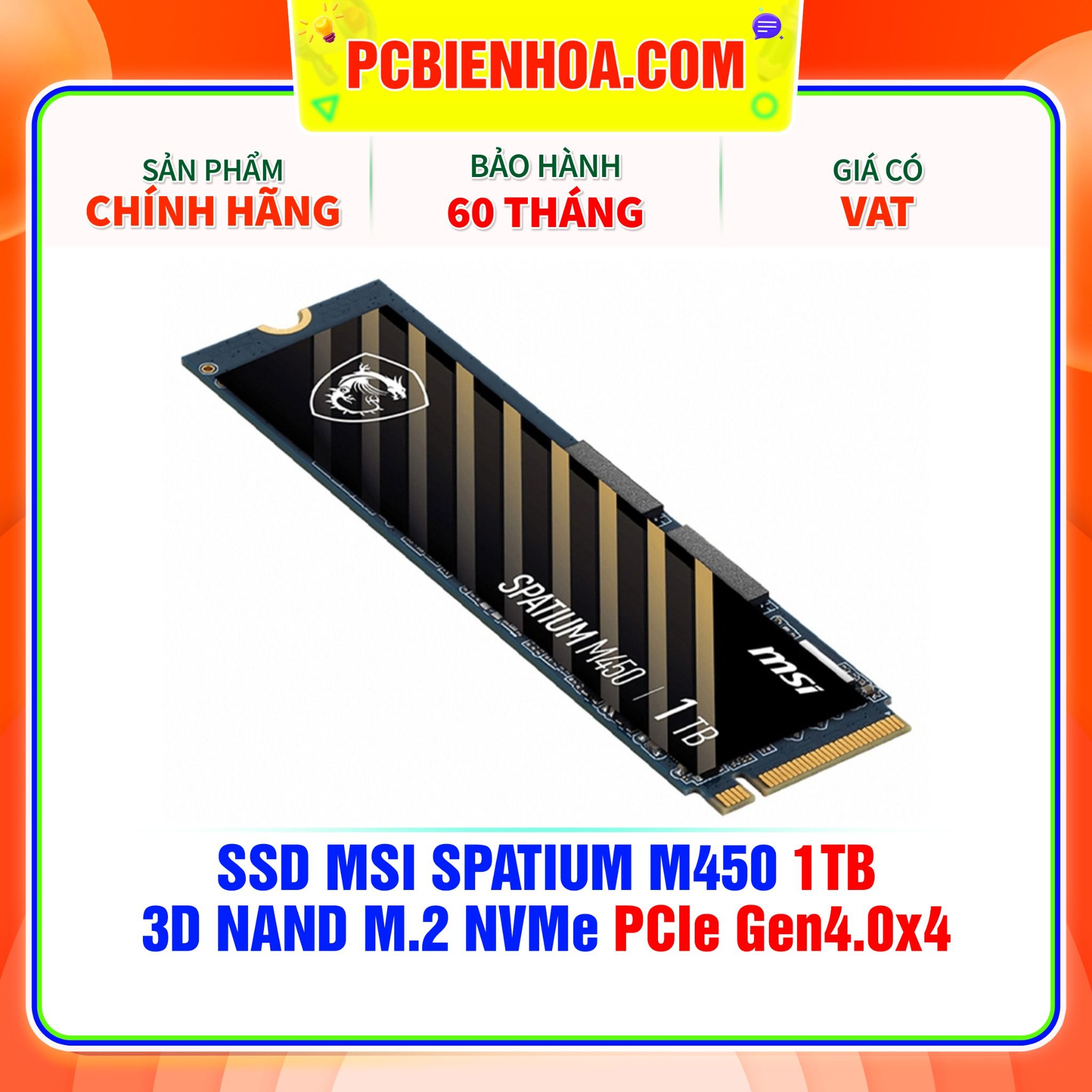  SSD MSI SPATIUM M450 1TB - 3D NAND M.2 NVMe PCIe Gen4.0x4 