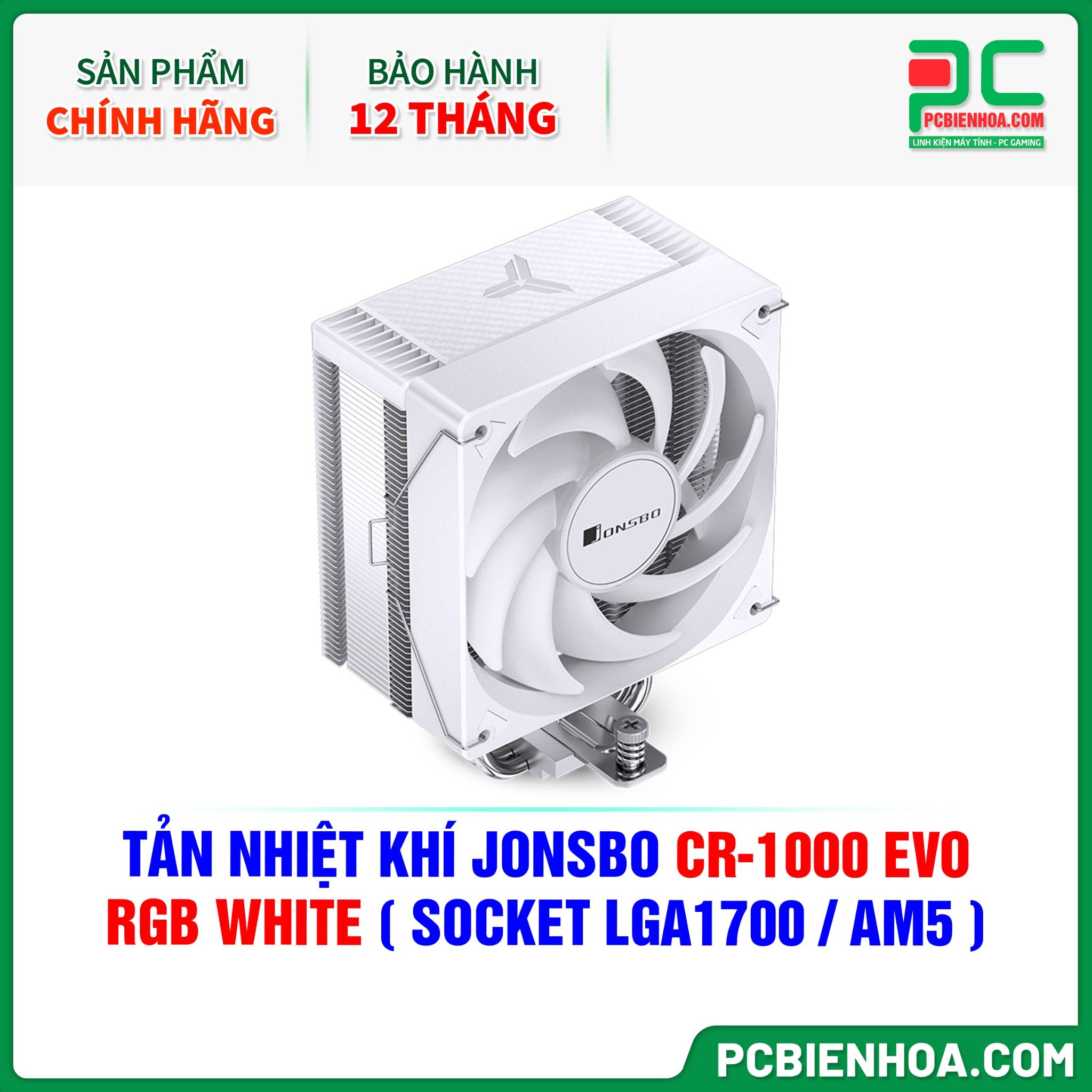 TẢN NHIỆT KHÍ JONSBO CR-1000 EVO RGB WHITE ( HỖ TRỢ SOCKET LGA1700 / AM5 )