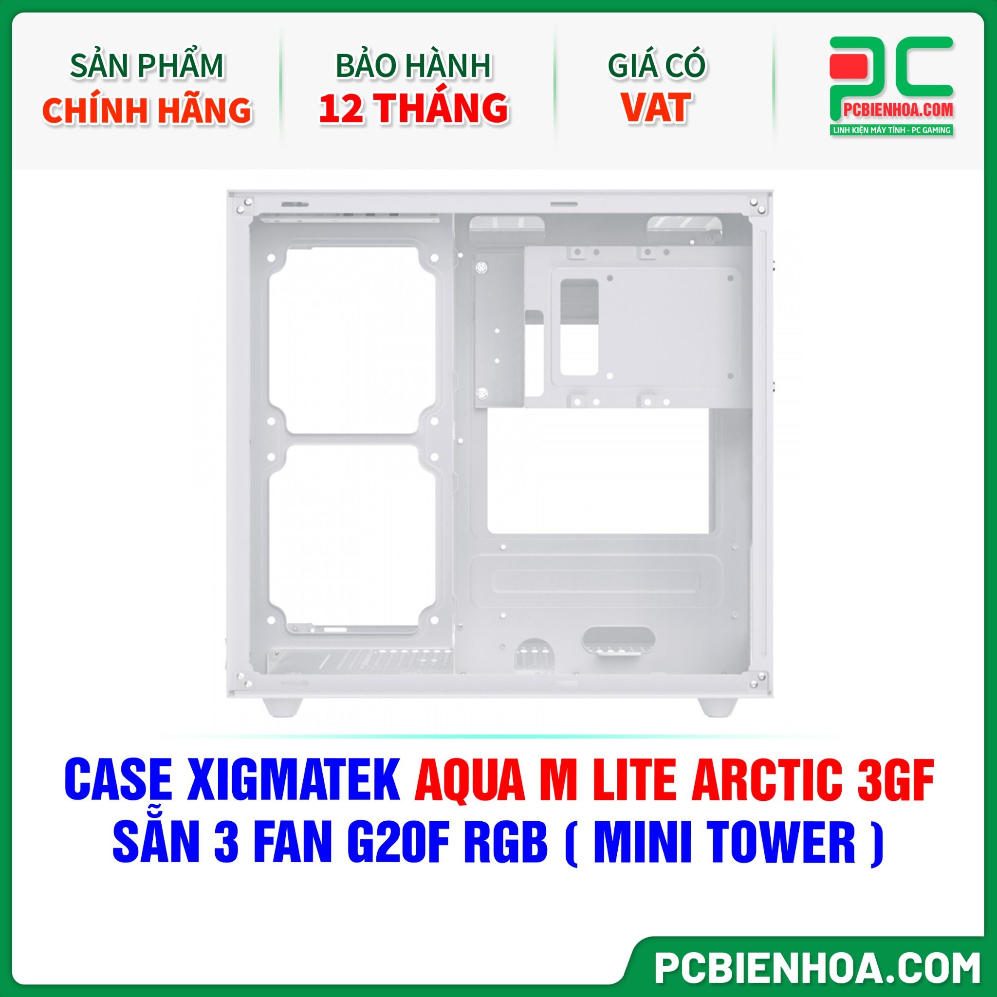 CASE XIGMATEK AQUA M LITE ARCTIC 3GF - SẴN 3 FAN G20F RGB ( MINI TOWER - EN44168 )