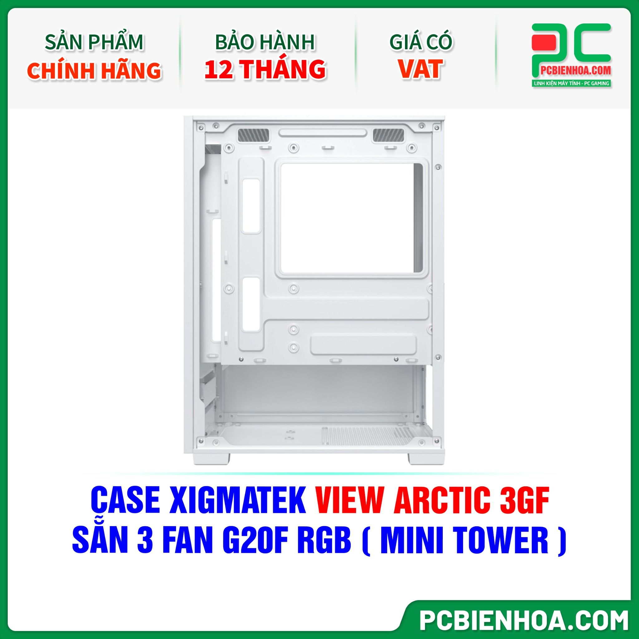 CASE XIGMATEK VIEW ARCTIC 3GF - SẴN 3 FAN G20F RGB ( MINI TOWER - EN44694 )