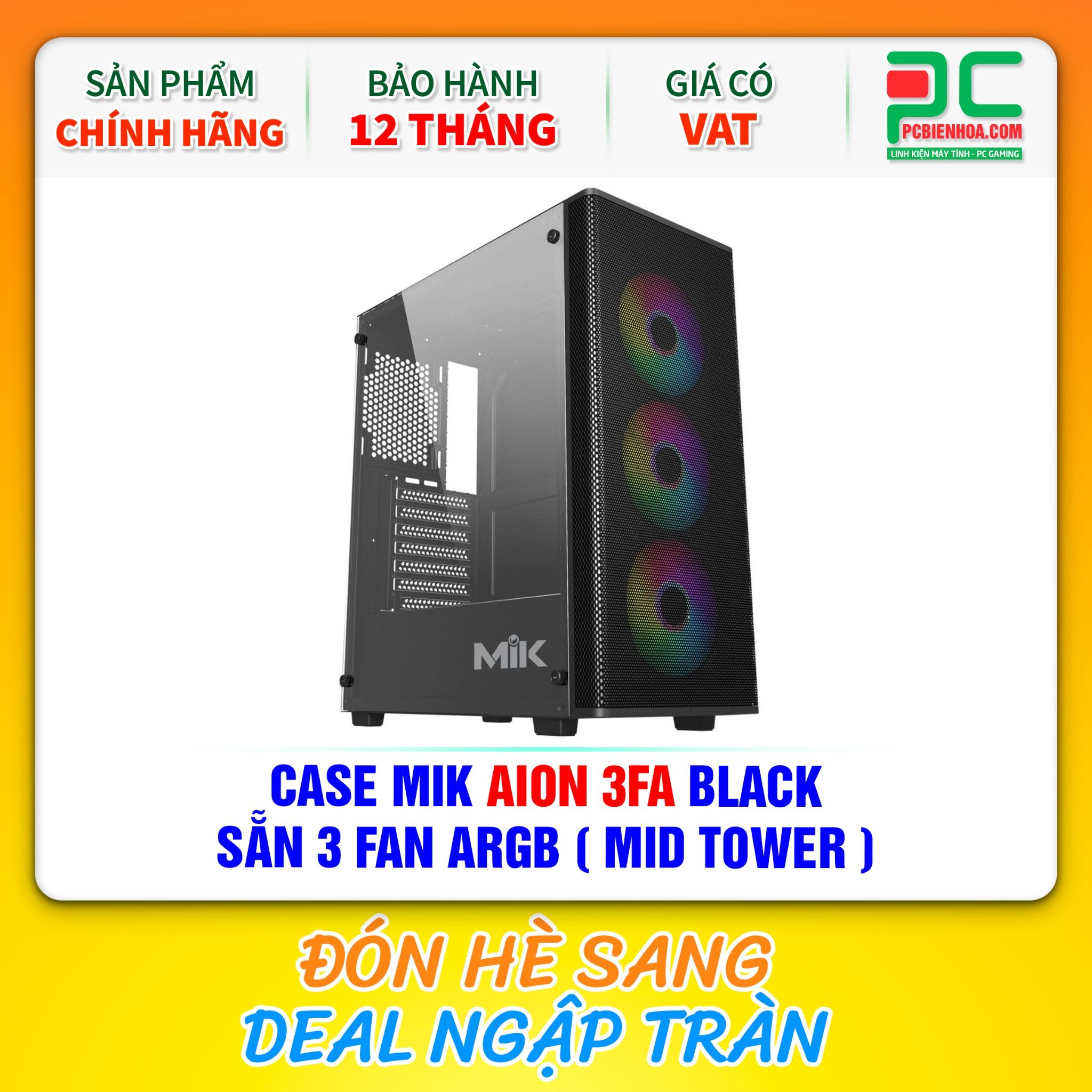 CASE MIK AION 3FA BLACK - SẴN 3 FAN ARGB ( MID TOWER )