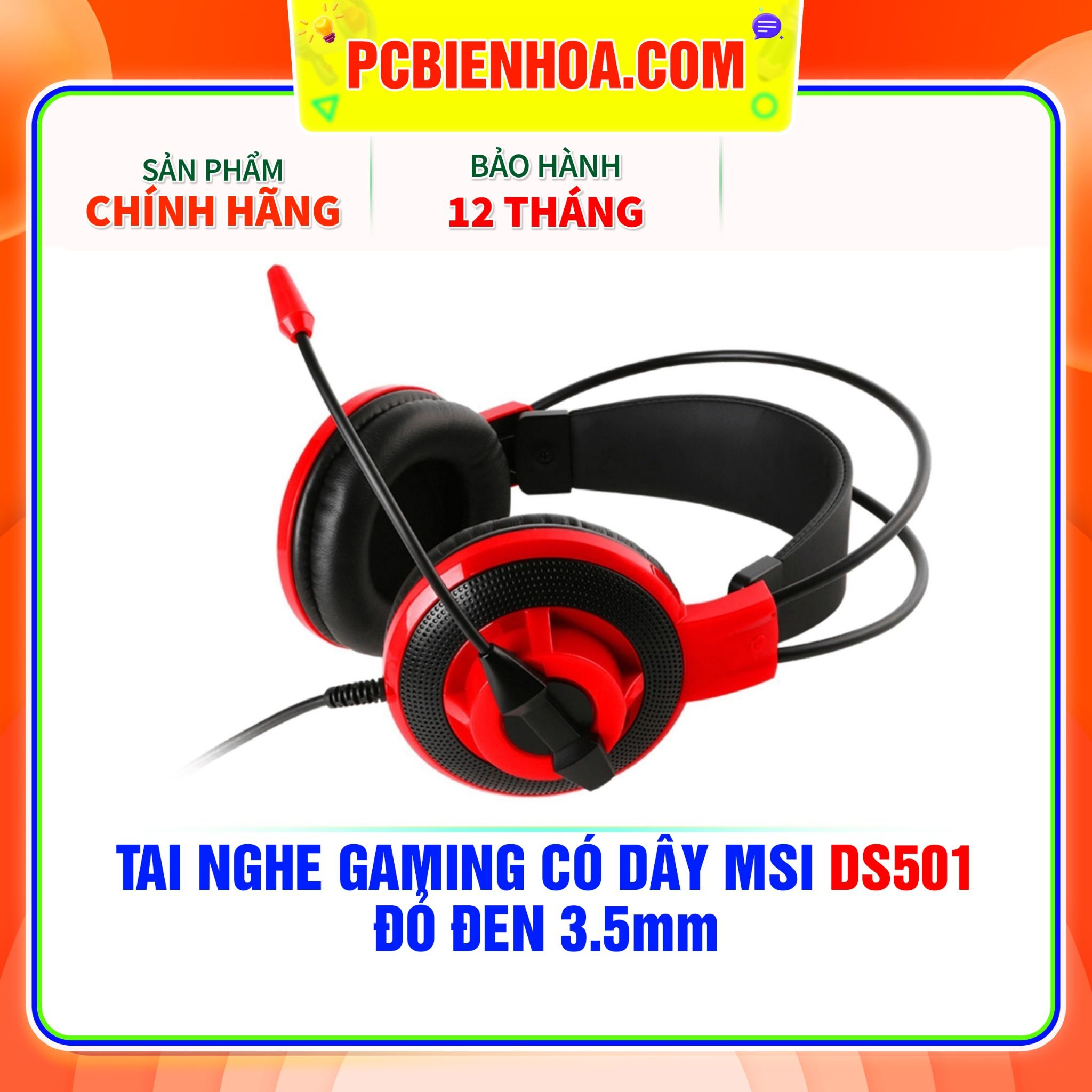  TAI NGHE GAMING CÓ DÂY MSI DS501 - ĐỎ ĐEN 3.5mm 