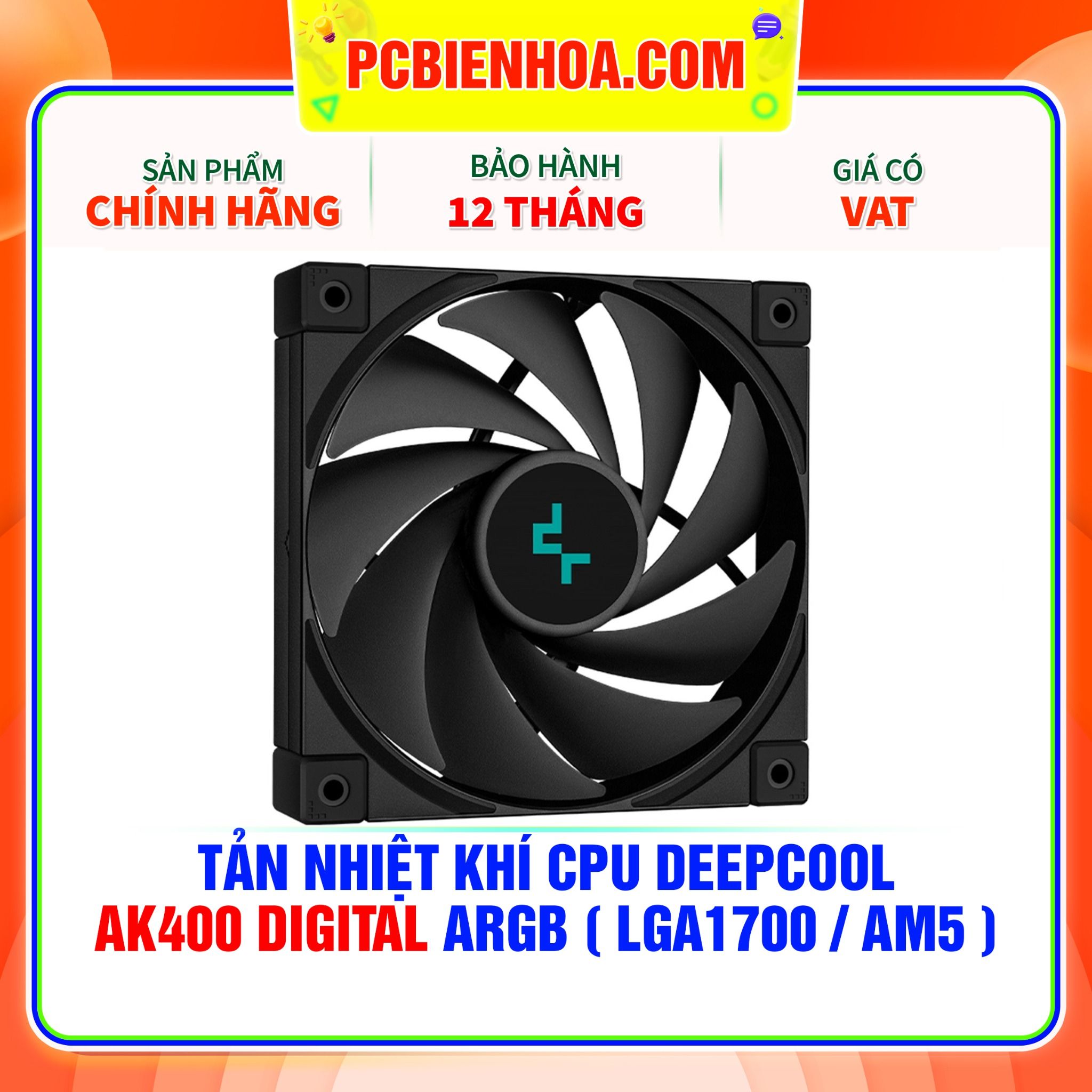  TẢN NHIỆT KHÍ CPU DEEPCOOL AK400 DIGITAL - LED ARGB ( HỖ TRỢ SOCKET LGA1700 / AM5 ) 