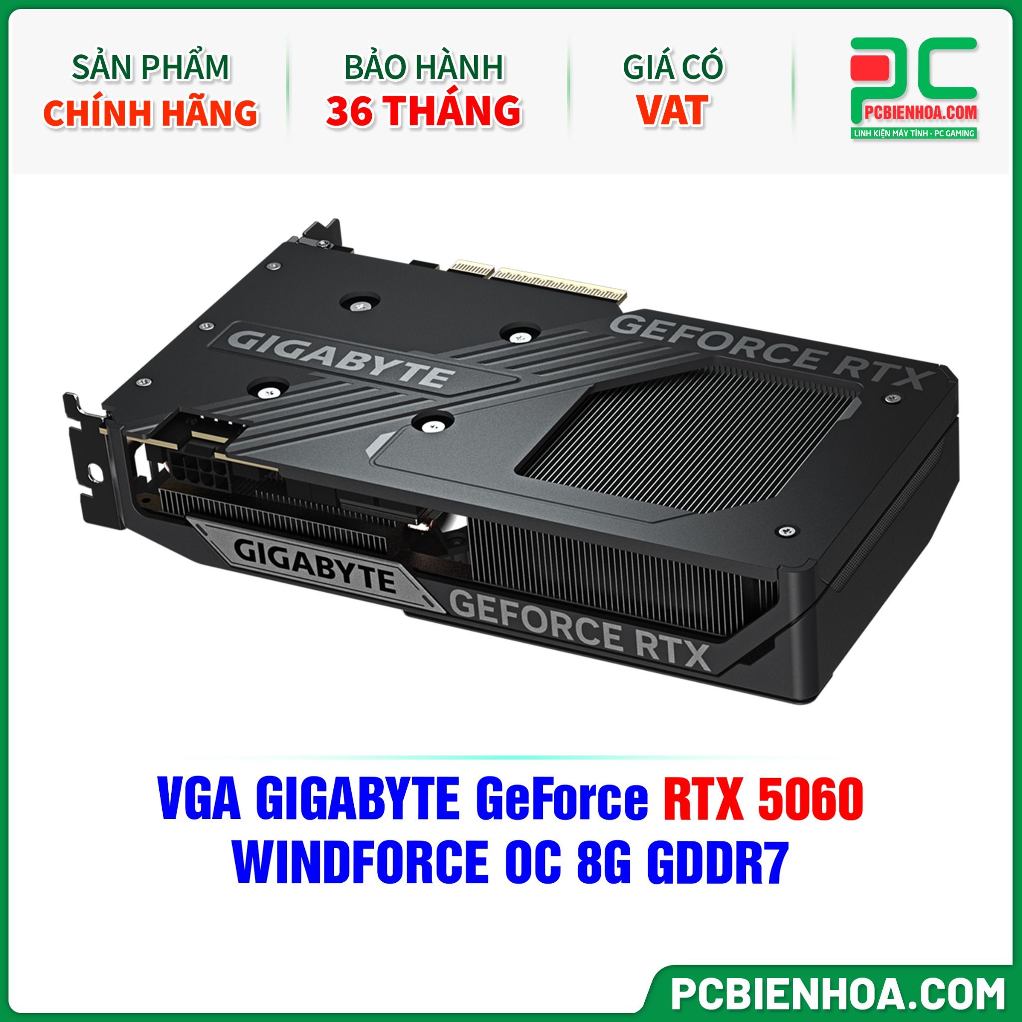 VGA GIGABYTE GeForce RTX 5060 WINDFORCE OC 8G GDDR7 (GV-N5060WF2OC-8GD)
