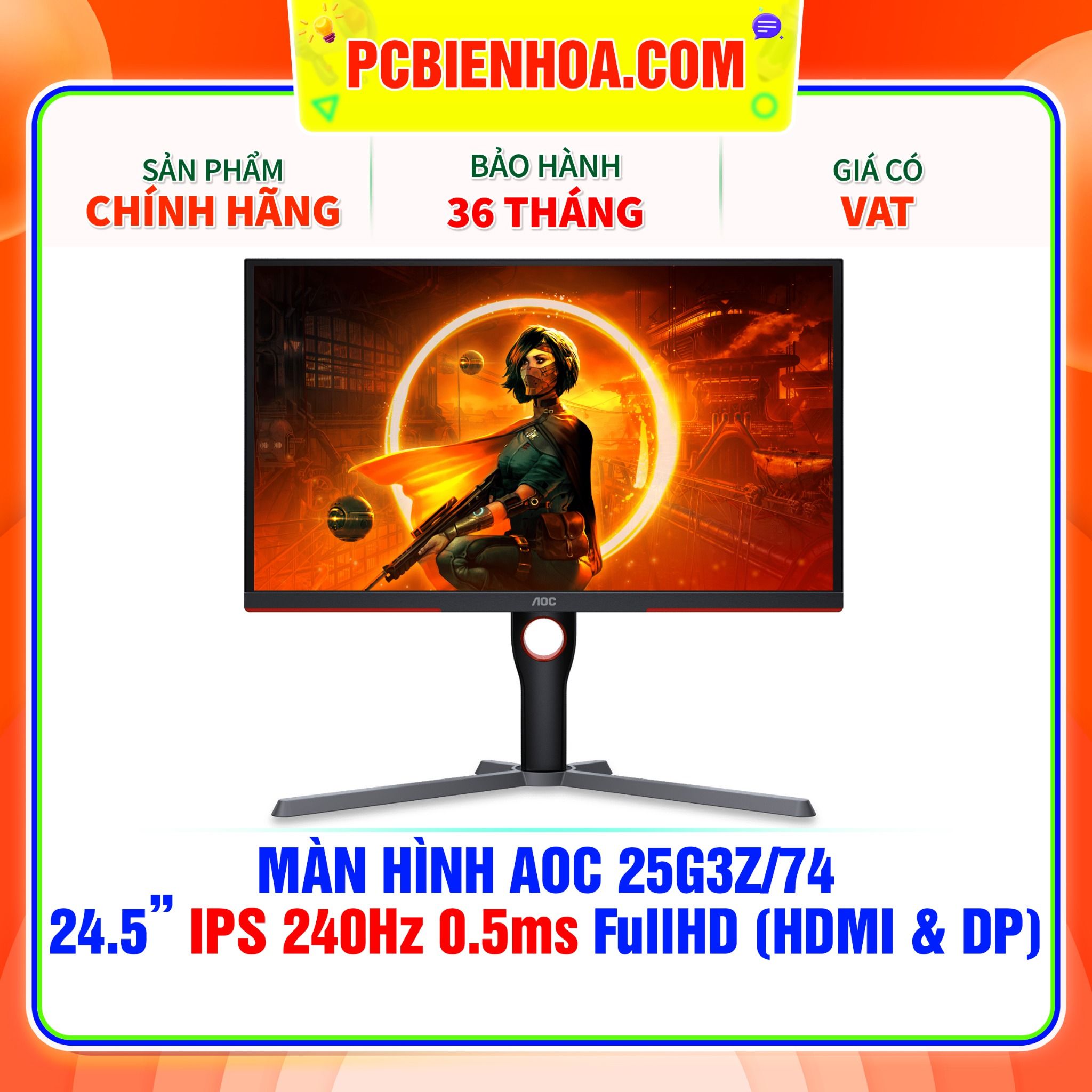  MÀN HÌNH AOC 25G3Z/74 24.5in FullHD IPS 240Hz 0.5ms ( HDMI / DP ) 