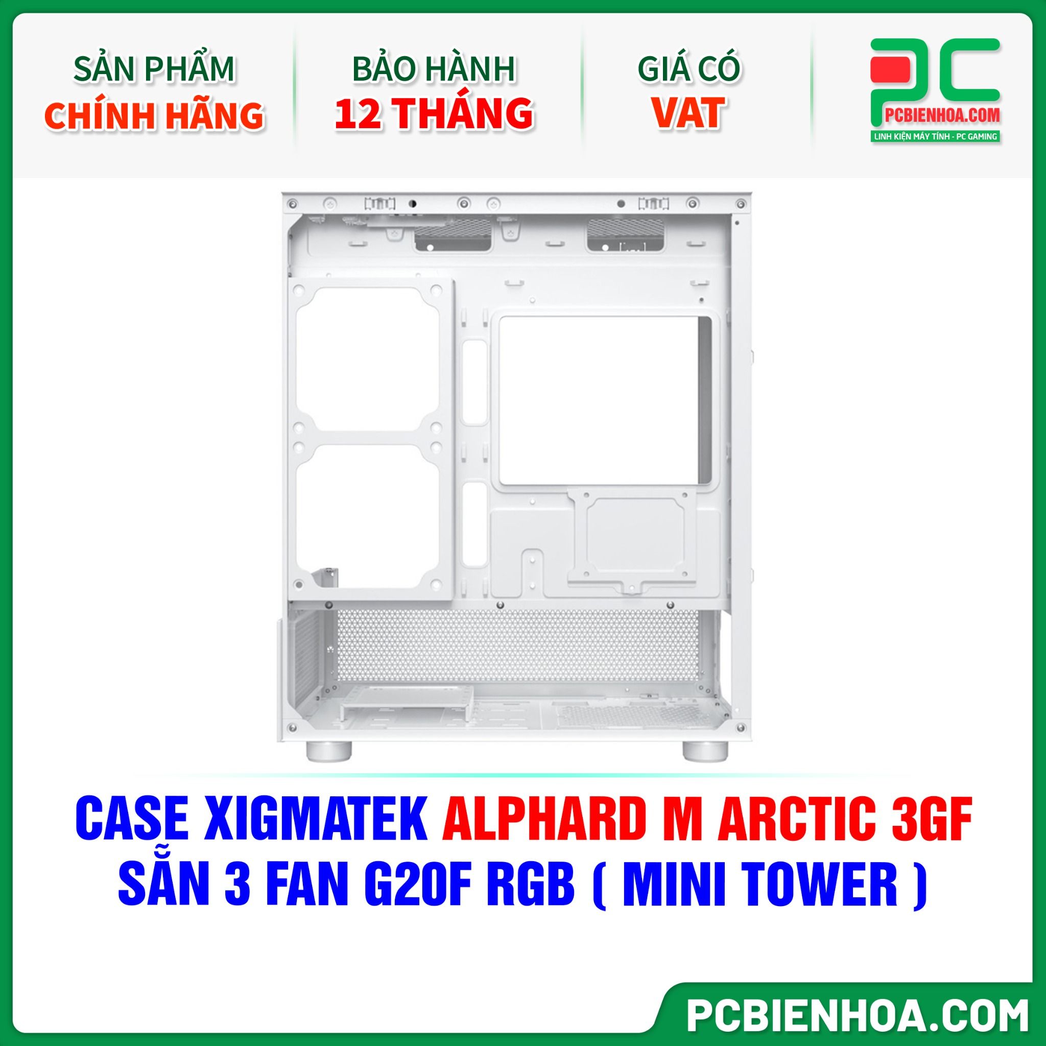 CASE XIGMATEK ALPHARD M ARCTIC 3GF - SẴN 3 FAN G20F RGB ( MINI TOWER - EN44113 )