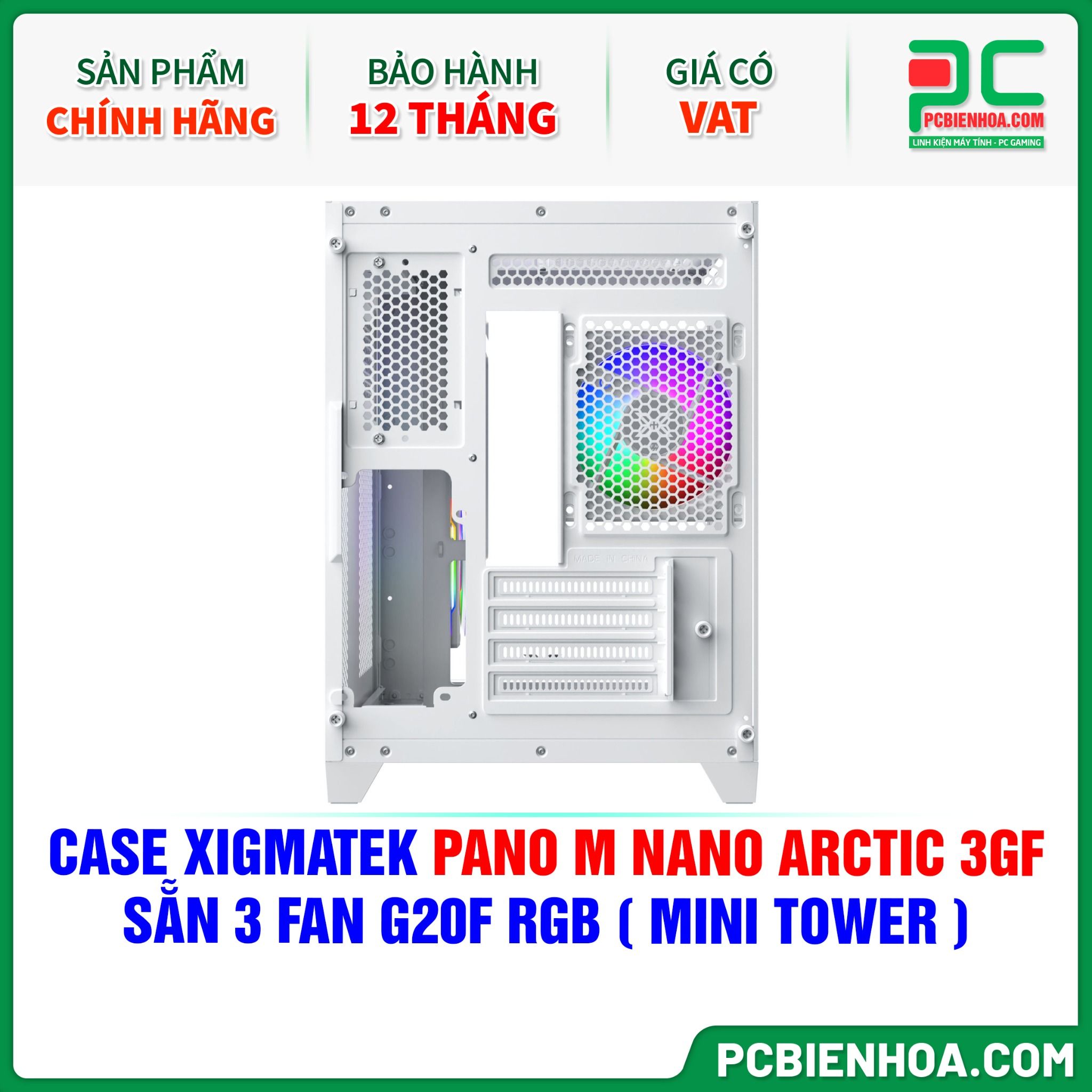 CASE XIGMATEK PANO M NANO ARCTIC 3GF - SẴN 3 FAN G20F RGB ( MINI TOWER - EN45530 )