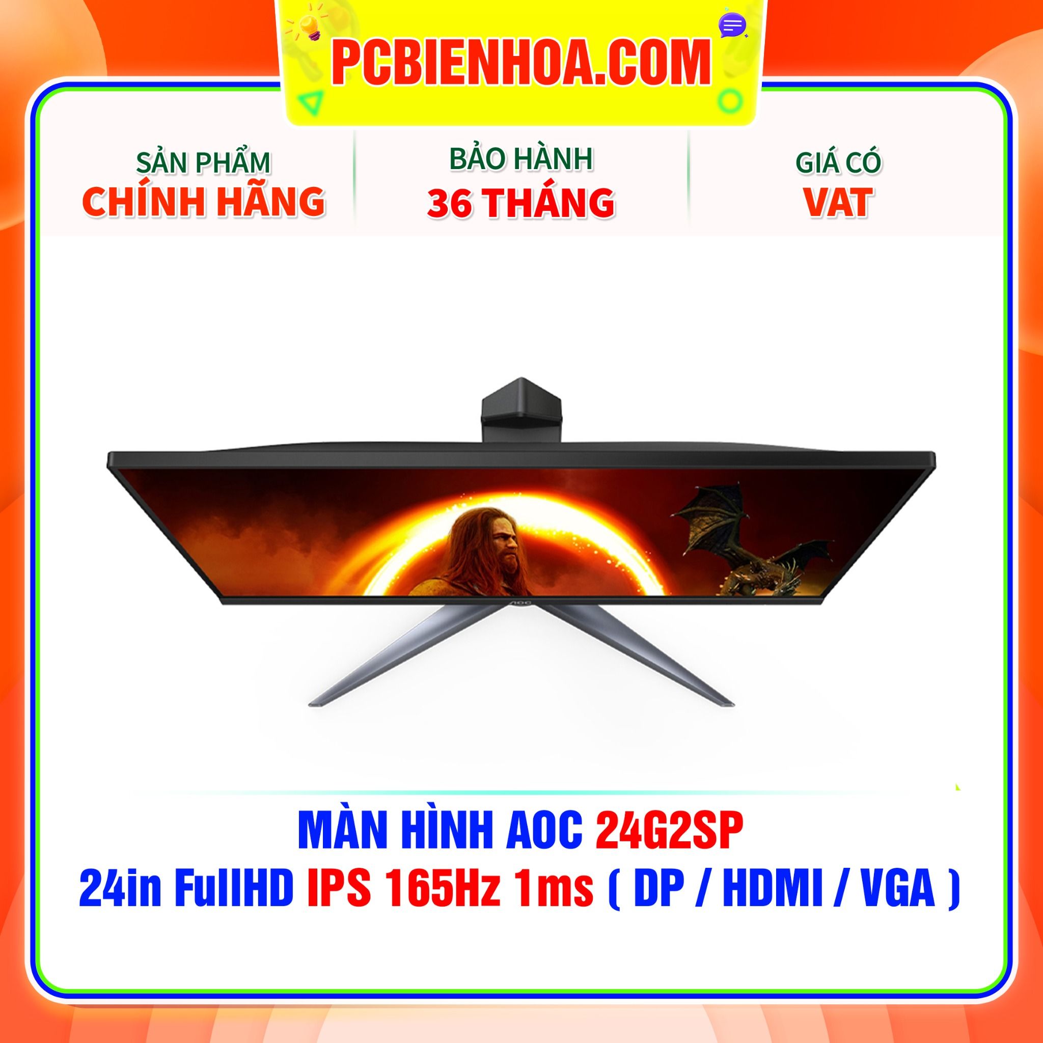  MÀN HÌNH AOC 24G2SP 24in FullHD IPS 165Hz 1ms ( DP / HDMI / VGA ) 