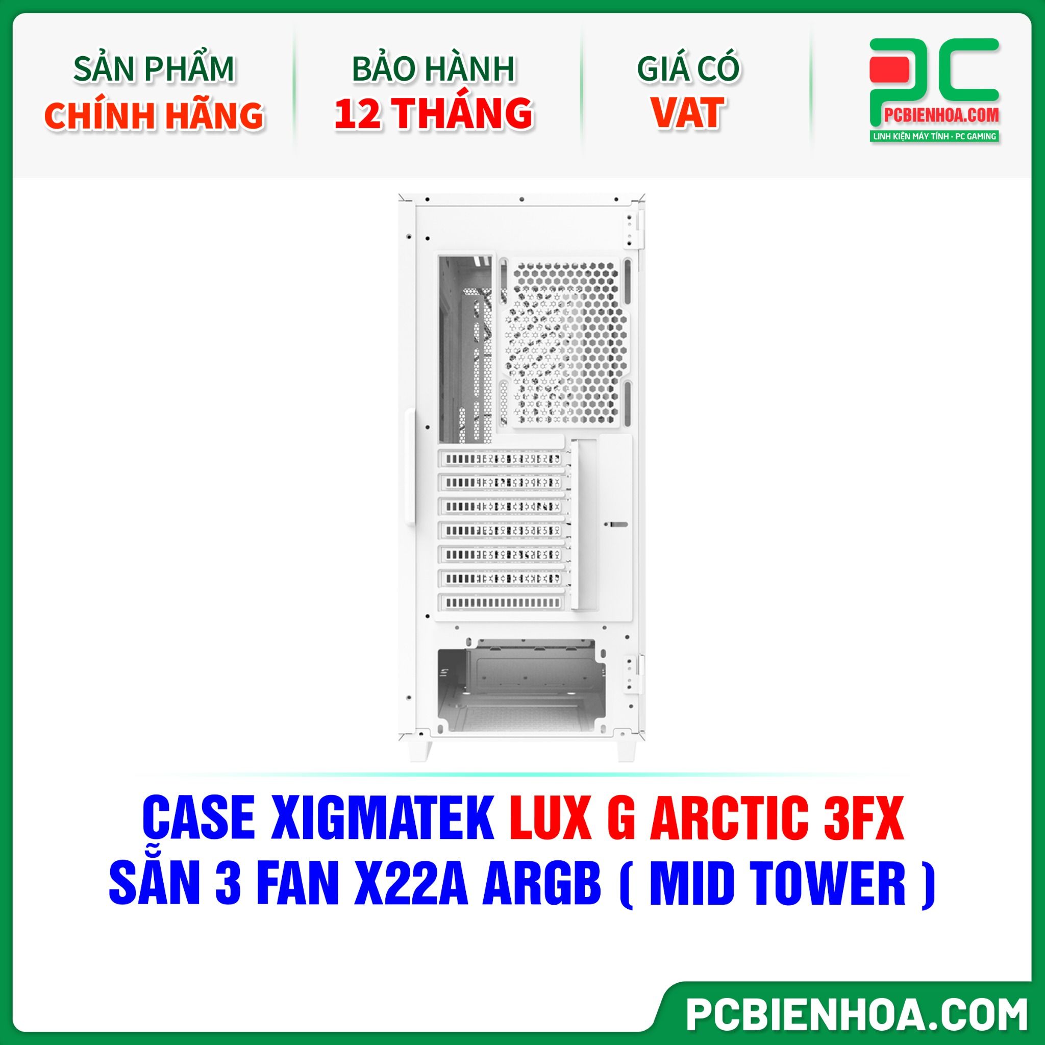 THANH LÝ - CASE XIGMATEK LUX G ARCTIC 3FX - SẴN 3 FAN X22A ARGB ( MID TOWER - EN48717 )