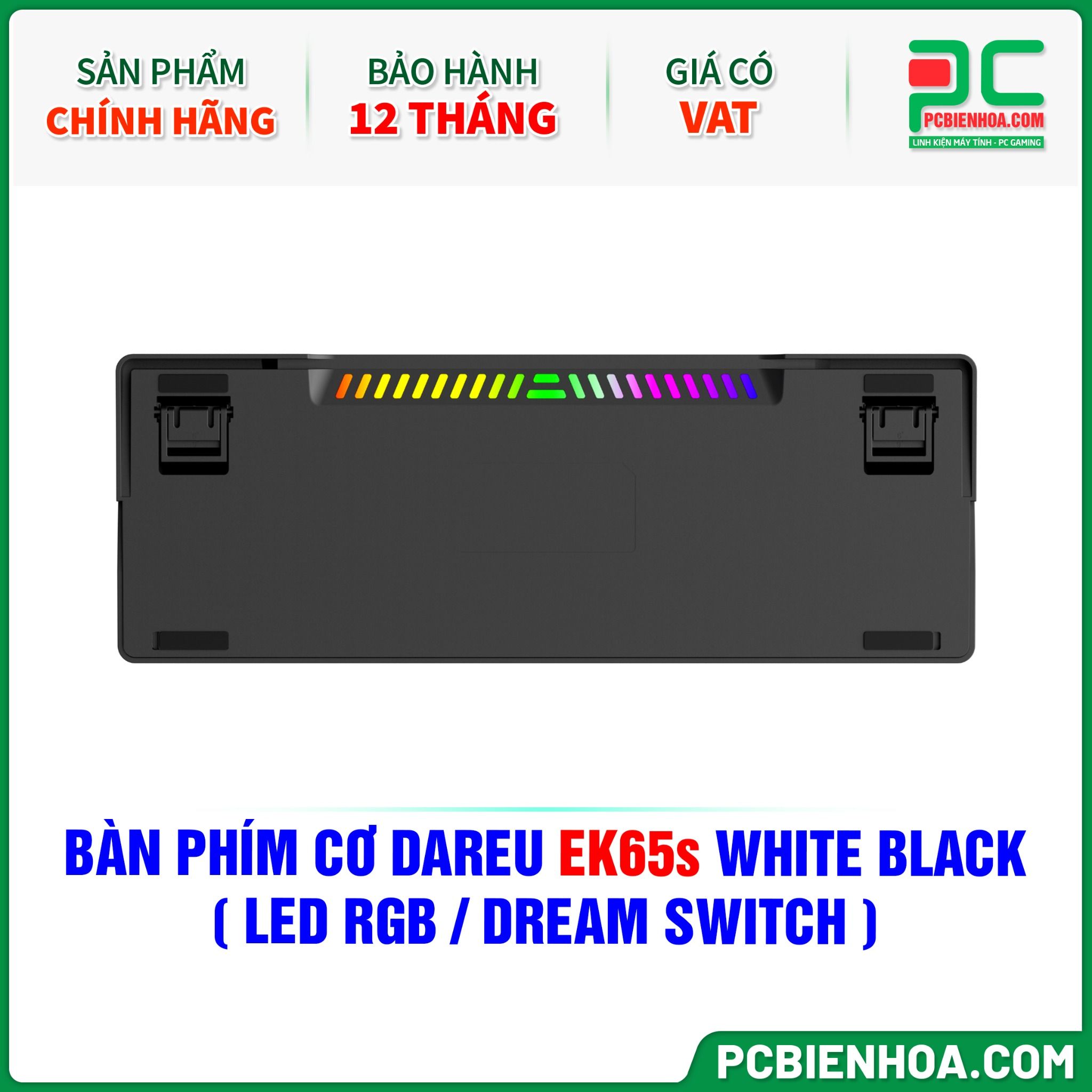 BÀN PHÍM CƠ DAREU EK65s WHITE BLACK ( LED RGB / DREAM SWITCH )