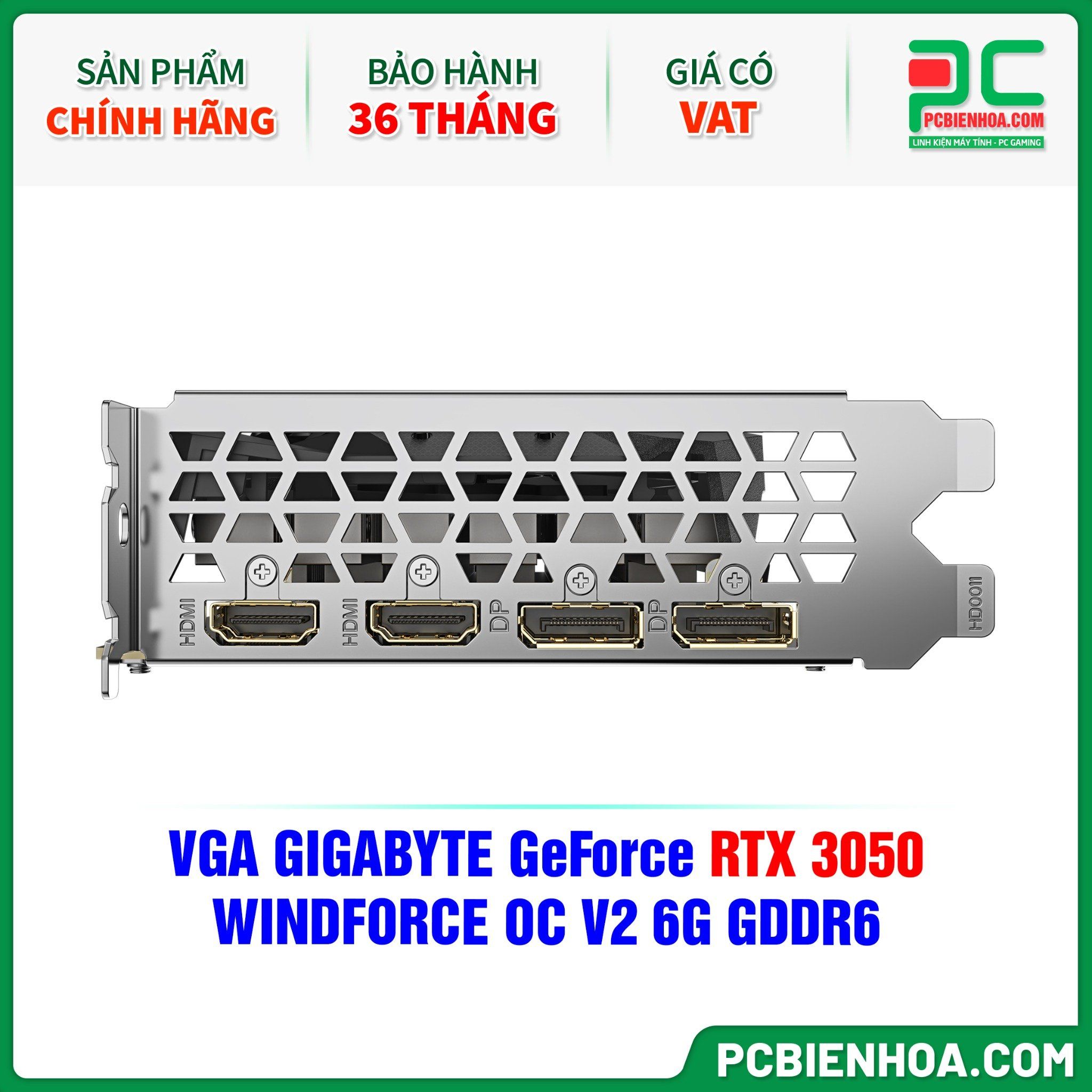 VGA GIGABYTE GeForce RTX 3050 WINDFORCE OC V2 6G GDDR6 ( GV-N3050WF2OCV2-6GD )