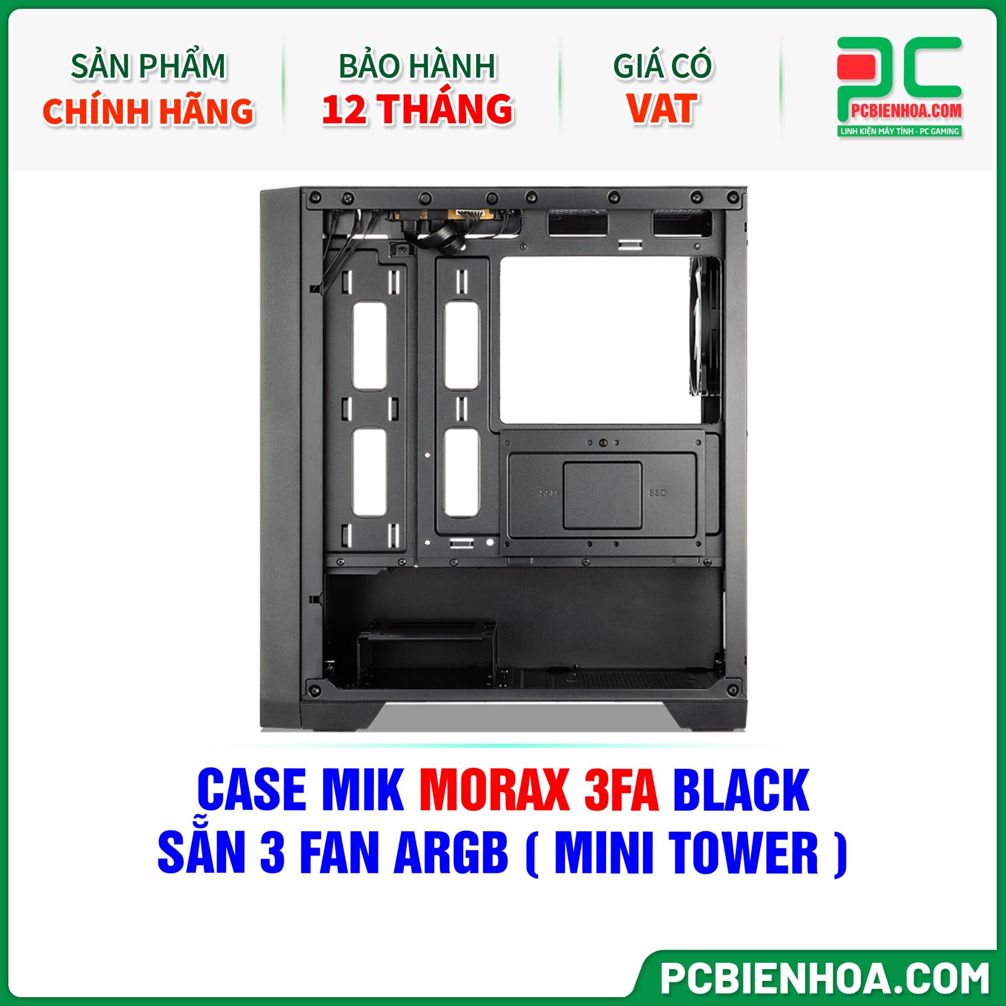 CASE MIK MORAX 3FA BLACK - SẴN 3 FAN ARGB ( MINI TOWER )