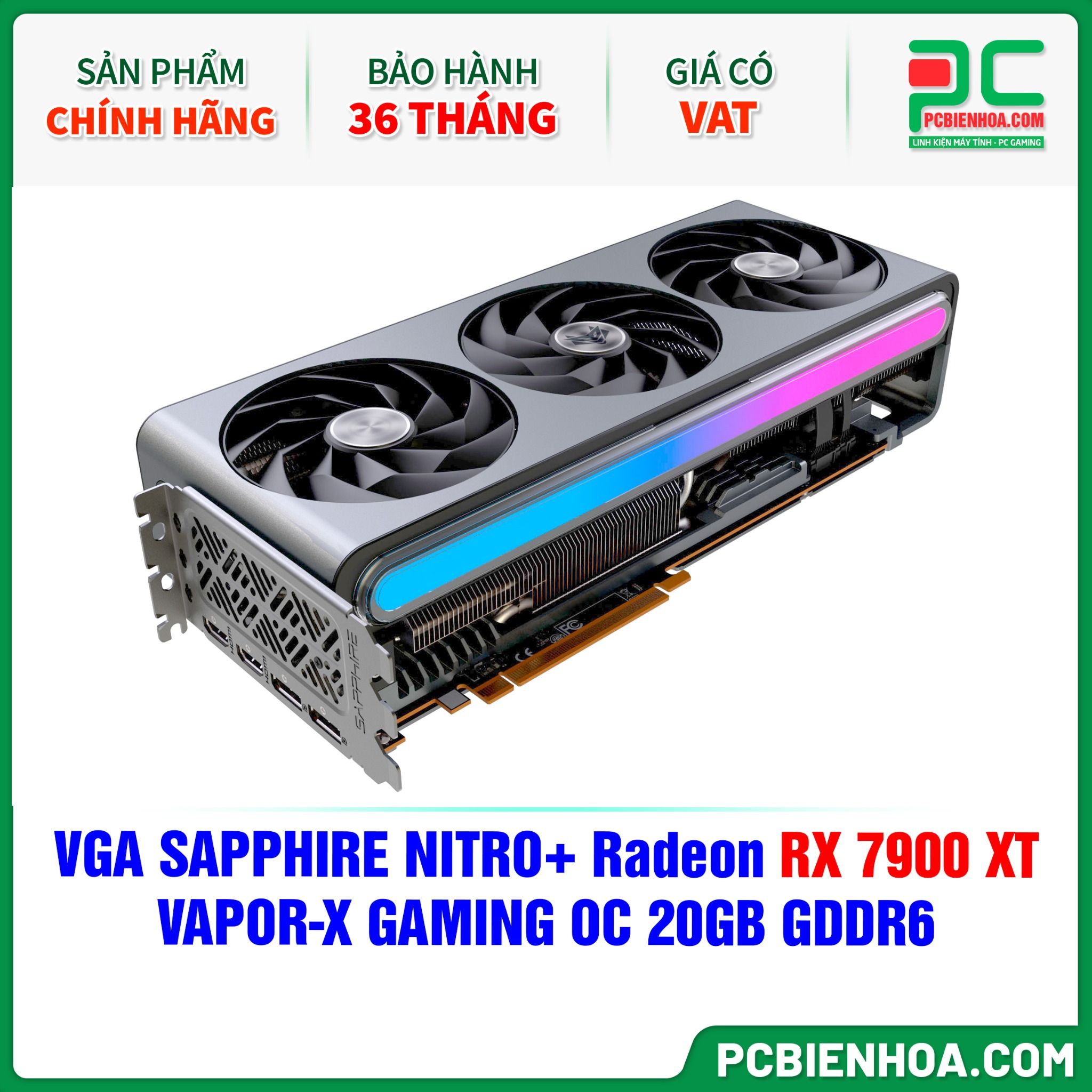 VGA SAPPHIRE NITRO+ Radeon RX 7900 XT VAPOR-X GAMING OC 20GB GDDR6 (11323-01-40G)
