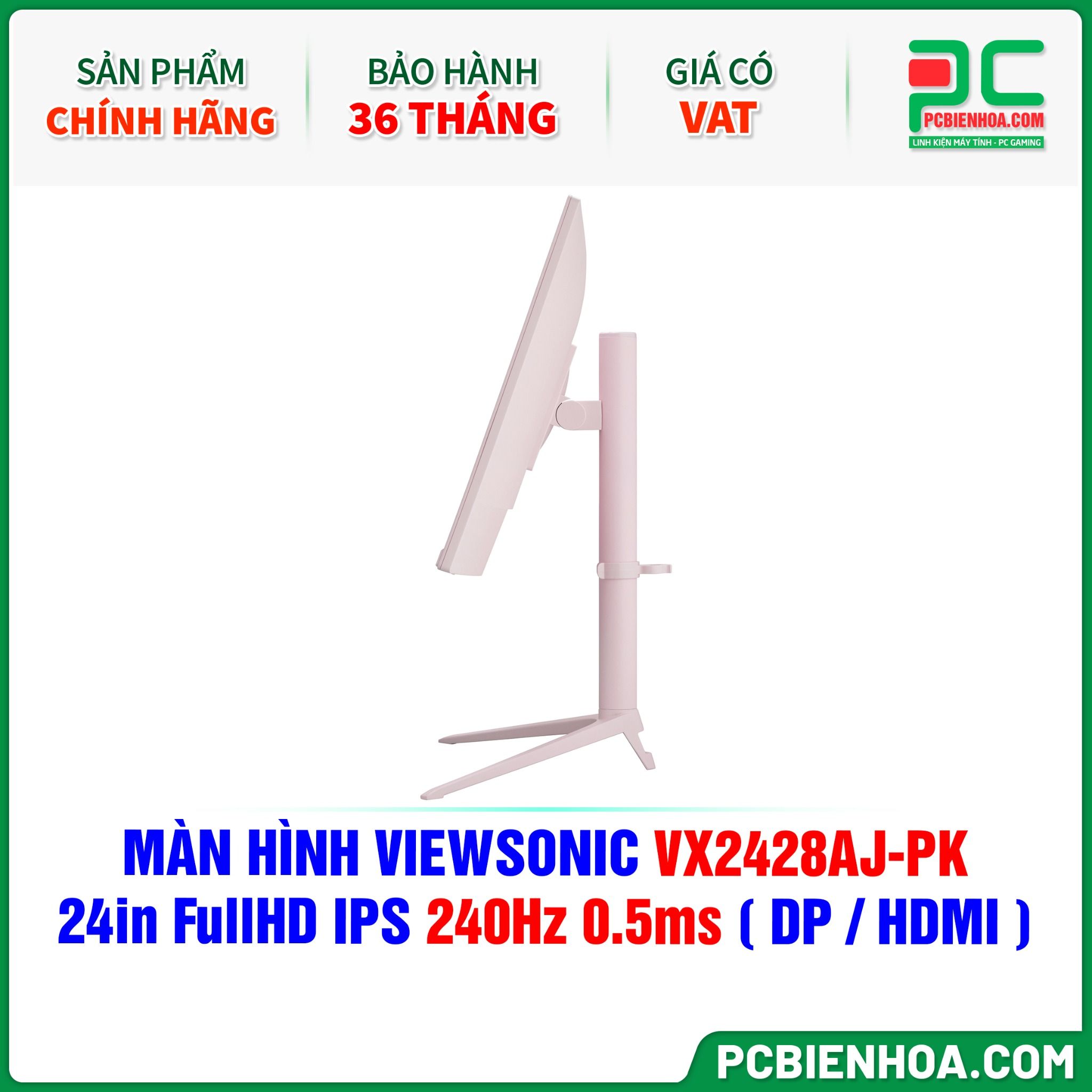 MÀN HÌNH VIEWSONIC VX2428AJ-PK MÀU HỒNG - 24in FullHD IPS 240Hz 0.5ms ( DP / HDMI )