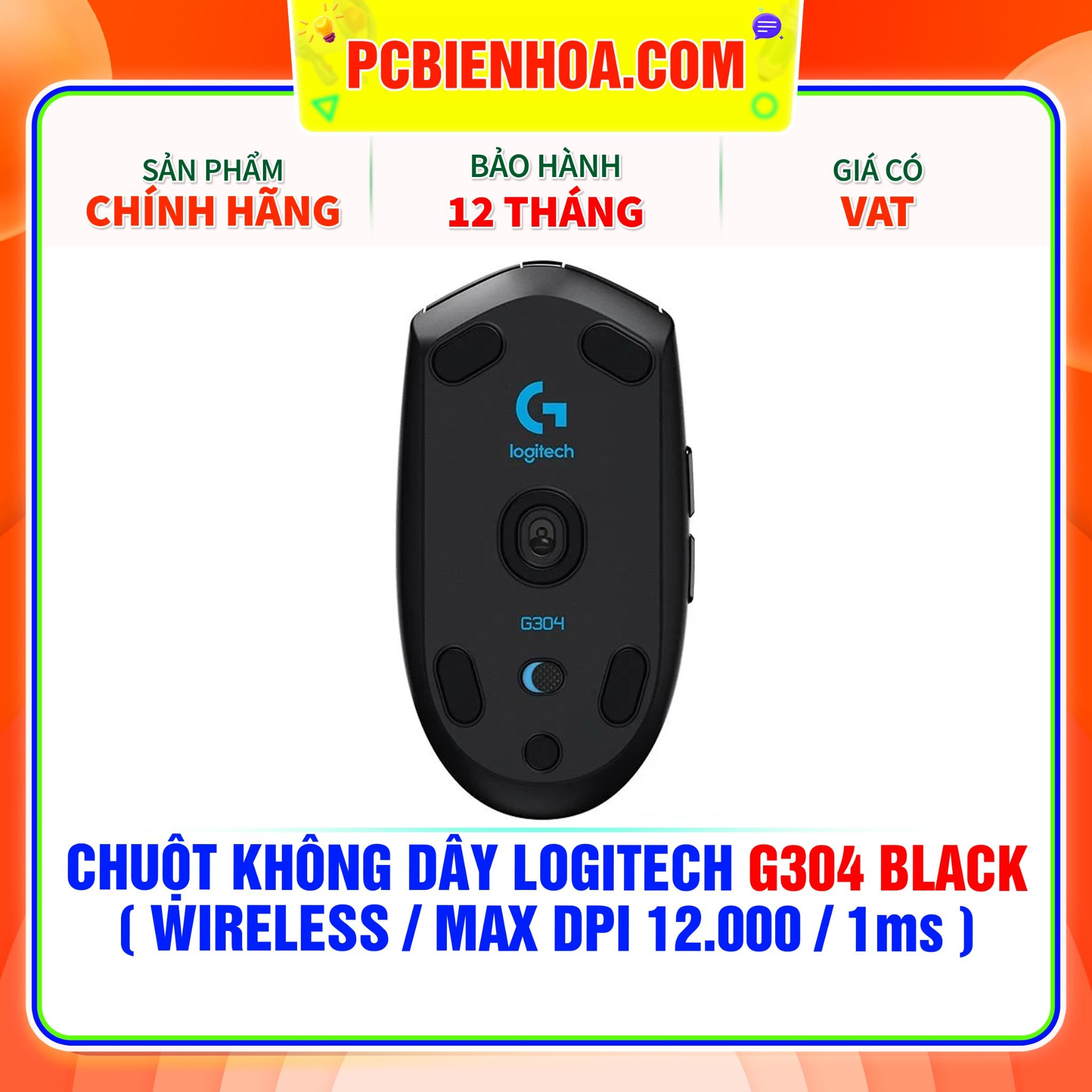  CHUỘT KHÔNG DÂY LOGITECH G304 BLACK ( WIRELESS / MAX DPI 12.000 / 1MS ) 