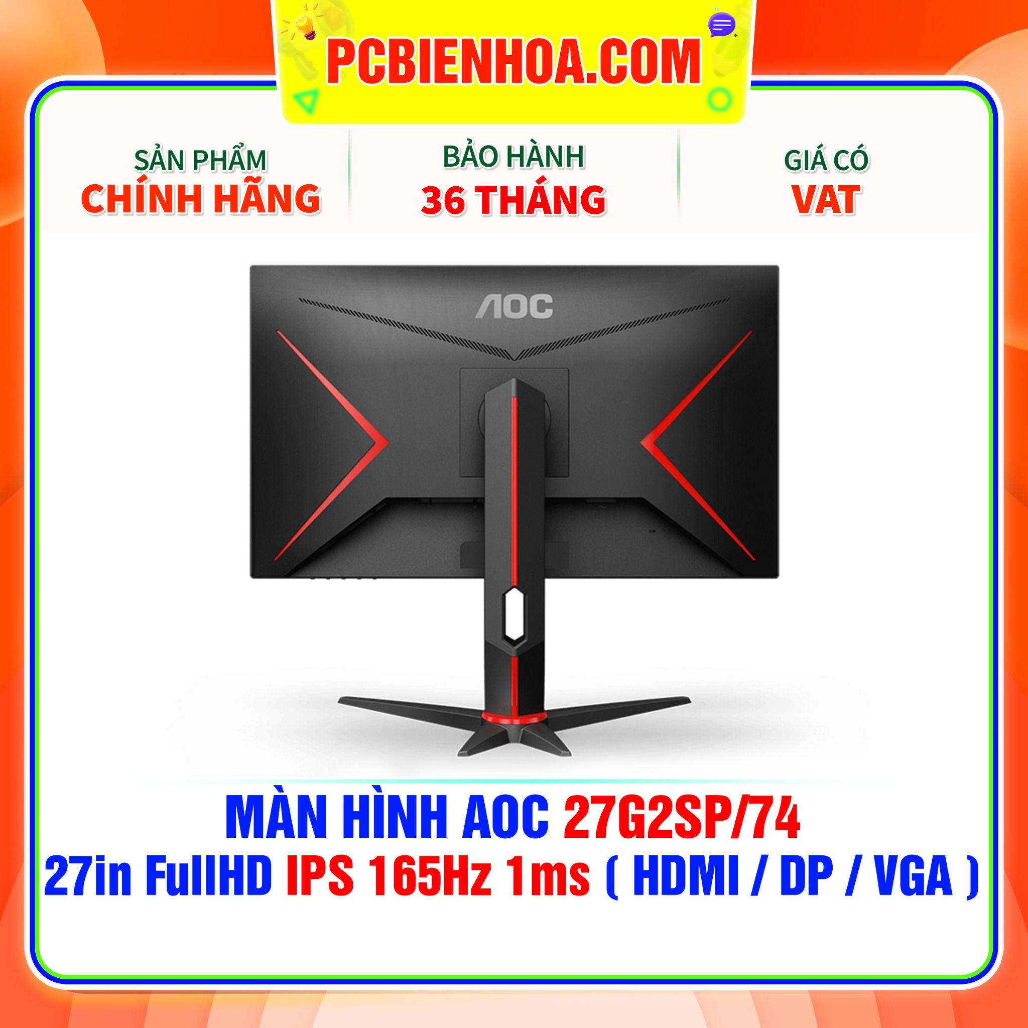  MÀN HÌNH AOC 27G2SP/74 27in FullHD IPS 165Hz 1ms ( HDMI / DP / VGA ) 