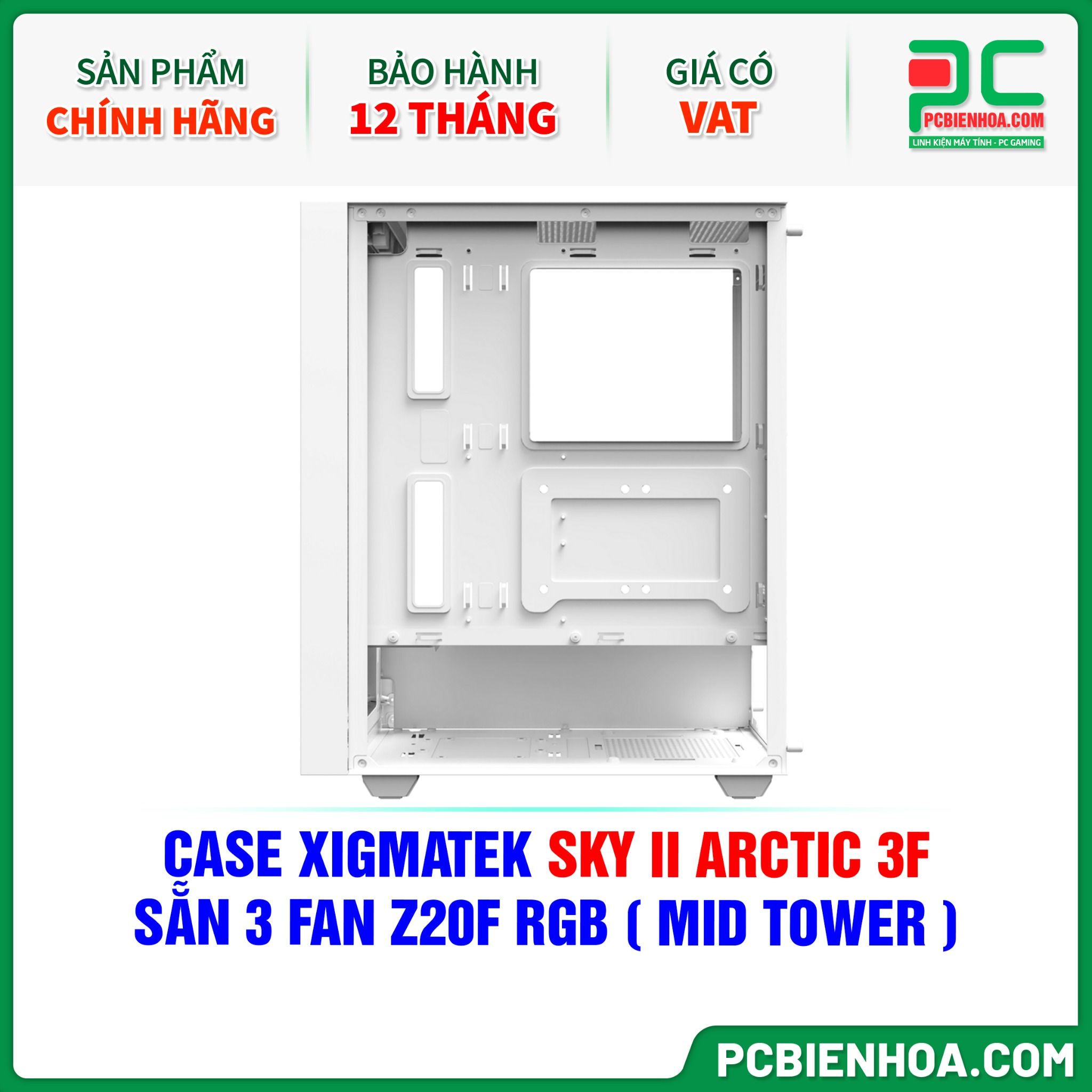 CASE XIGMATEK SKY II ARCTIC 3F - SẴN 3 FAN Z20F RGB ( MID TOWER - EN44205 )