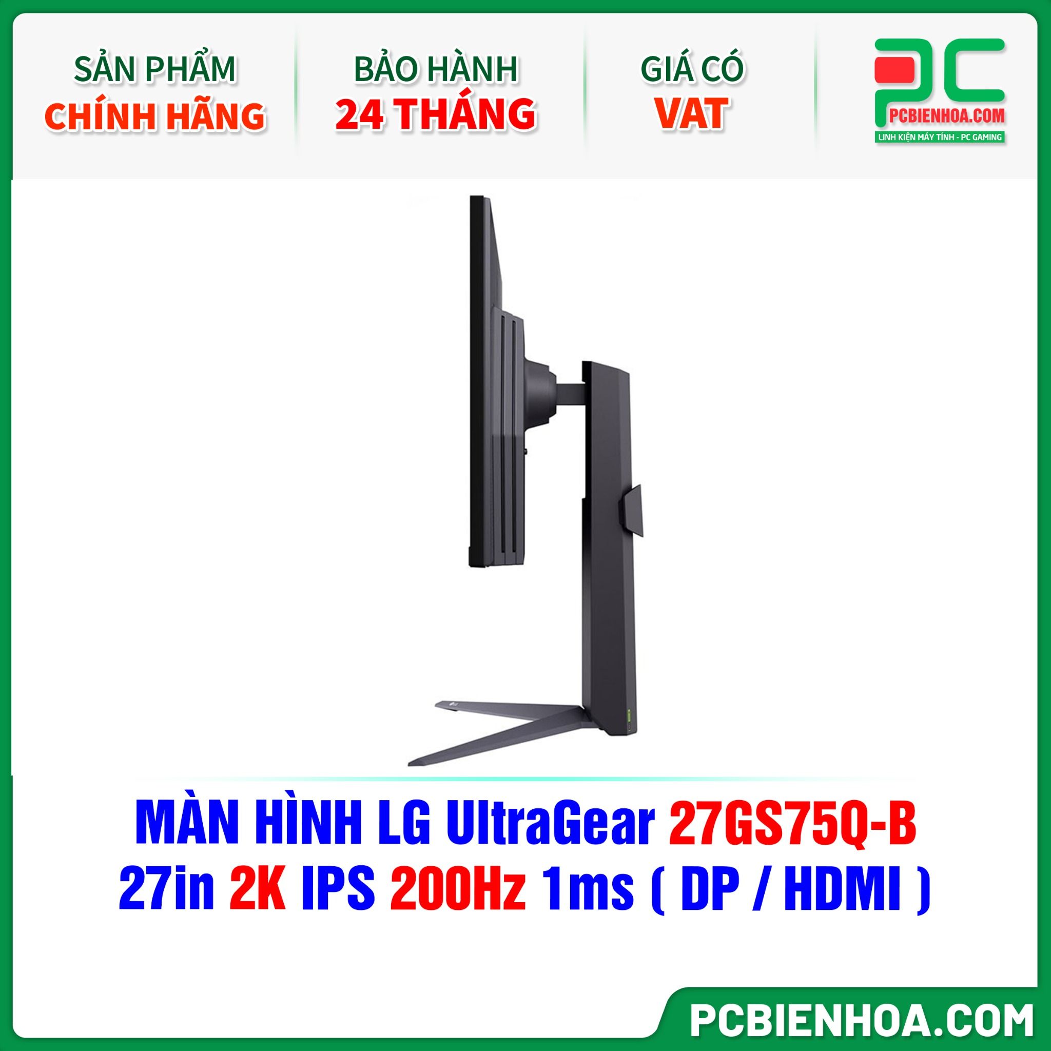 MÀN HÌNH LG UltraGear 27GS75Q-B - 27in 2K IPS 200Hz 1ms ( DP / HDMI )