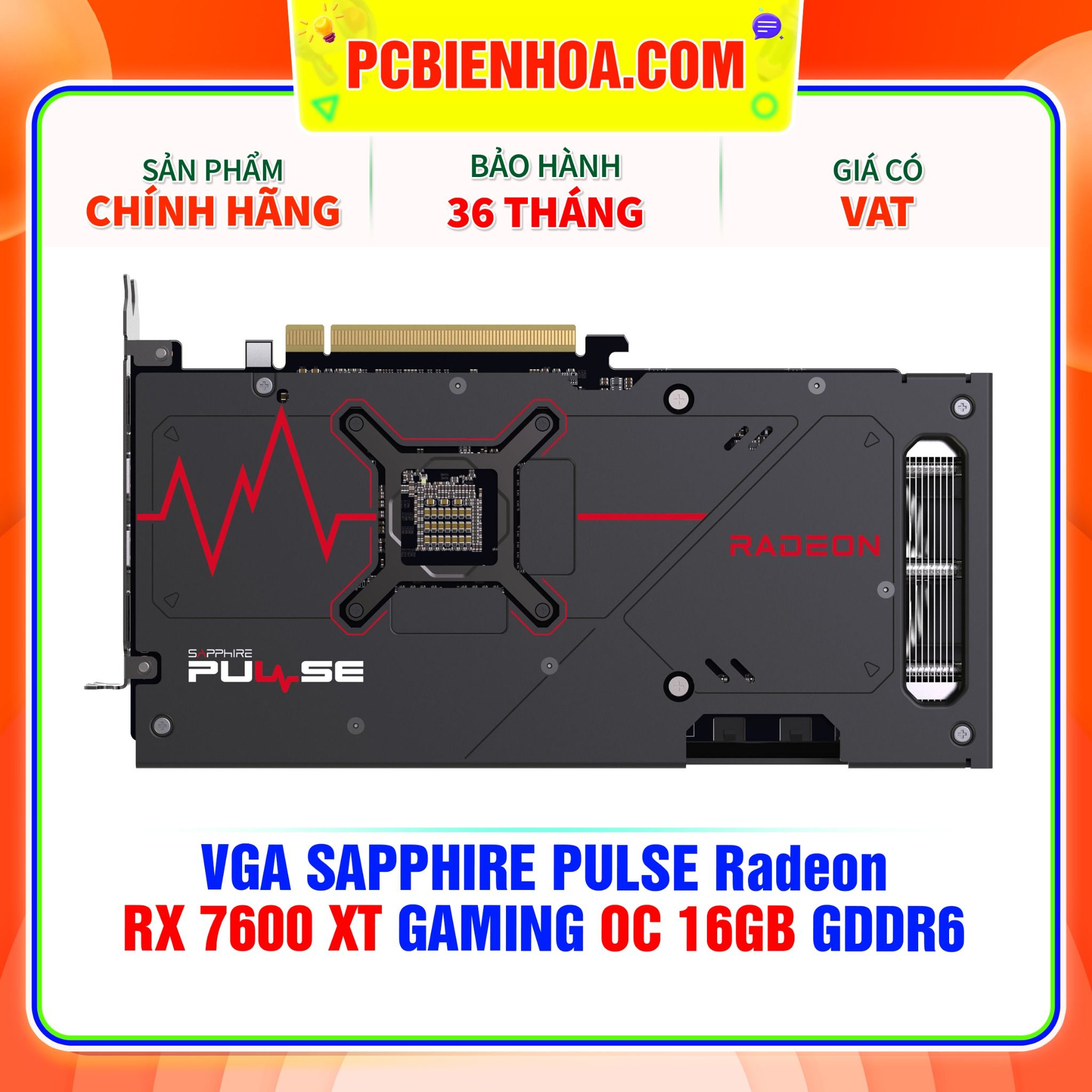  VGA SAPPHIRE PULSE Radeon RX 7600 XT GAMING OC 16GB GDDR6 ( 11339-04-20G ) 
