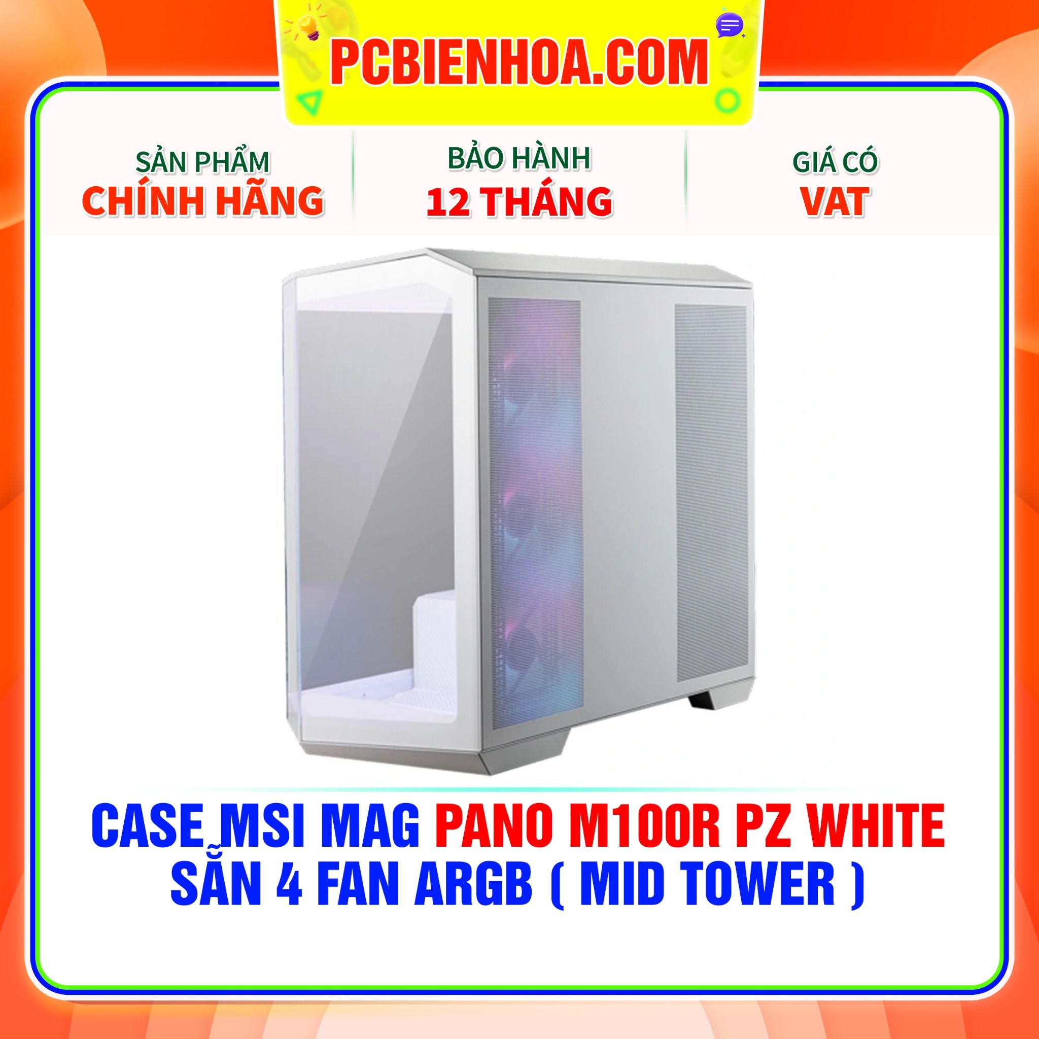  CASE MSI MAG PANO M100R PZ WHITE - SẴN 4 FAN ARGB ( MID TOWER ) 