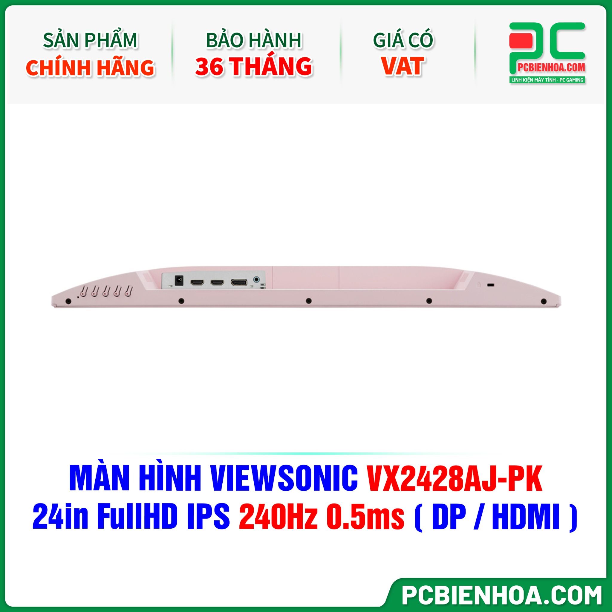 MÀN HÌNH VIEWSONIC VX2428AJ-PK MÀU HỒNG - 24in FullHD IPS 240Hz 0.5ms ( DP / HDMI )