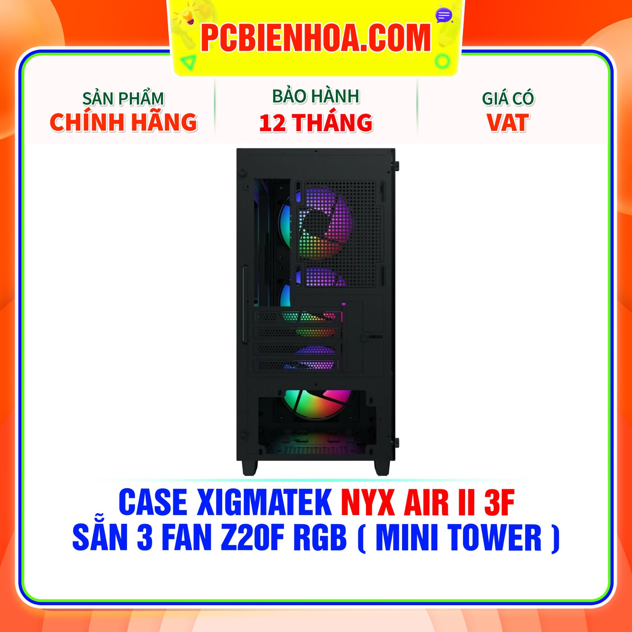  CASE XIGMATEK NYX AIR II 3F - SẴN 3 FAN Z20F RGB ( MINI TOWER - EN41952 ) 