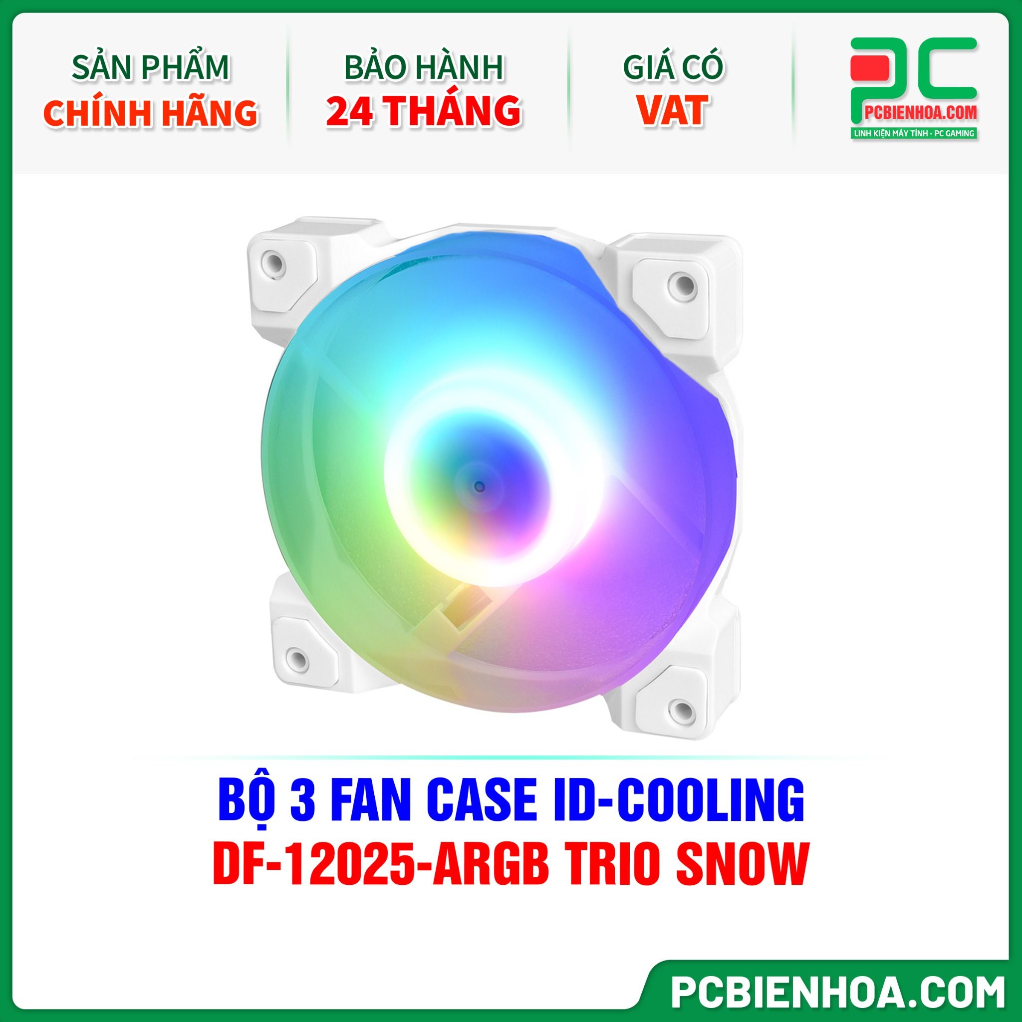 BỘ 3 FAN CASE ID-COOLING DF-12025-ARGB TRIO SNOW