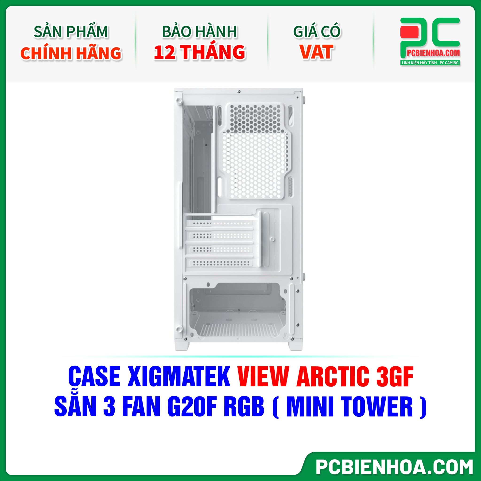 CASE XIGMATEK VIEW ARCTIC 3GF - SẴN 3 FAN G20F RGB ( MINI TOWER - EN44694 )