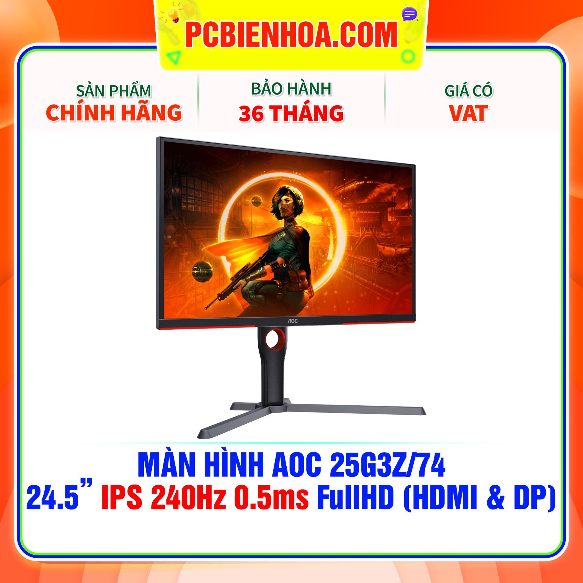  MÀN HÌNH AOC 25G3Z/74 24.5in FullHD IPS 240Hz 0.5ms ( HDMI / DP ) 