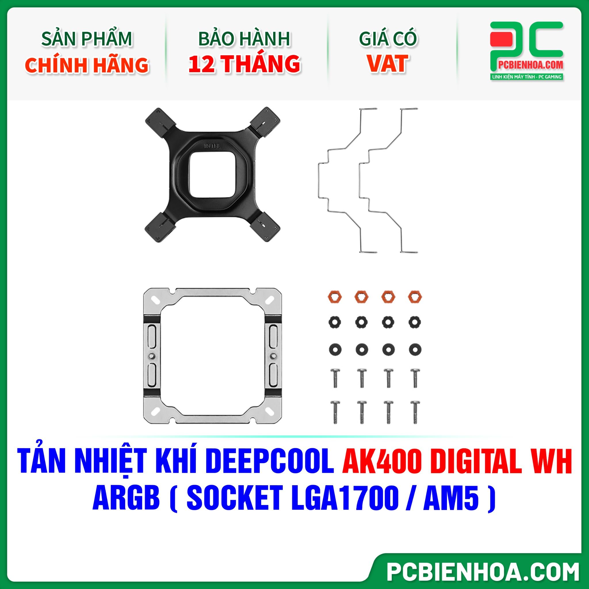 TẢN NHIỆT KHÍ DEEPCOOL AK400 DIGITAL WH ARGB ( HỖ TRỢ SOCKET LGA1700 / AM5 )