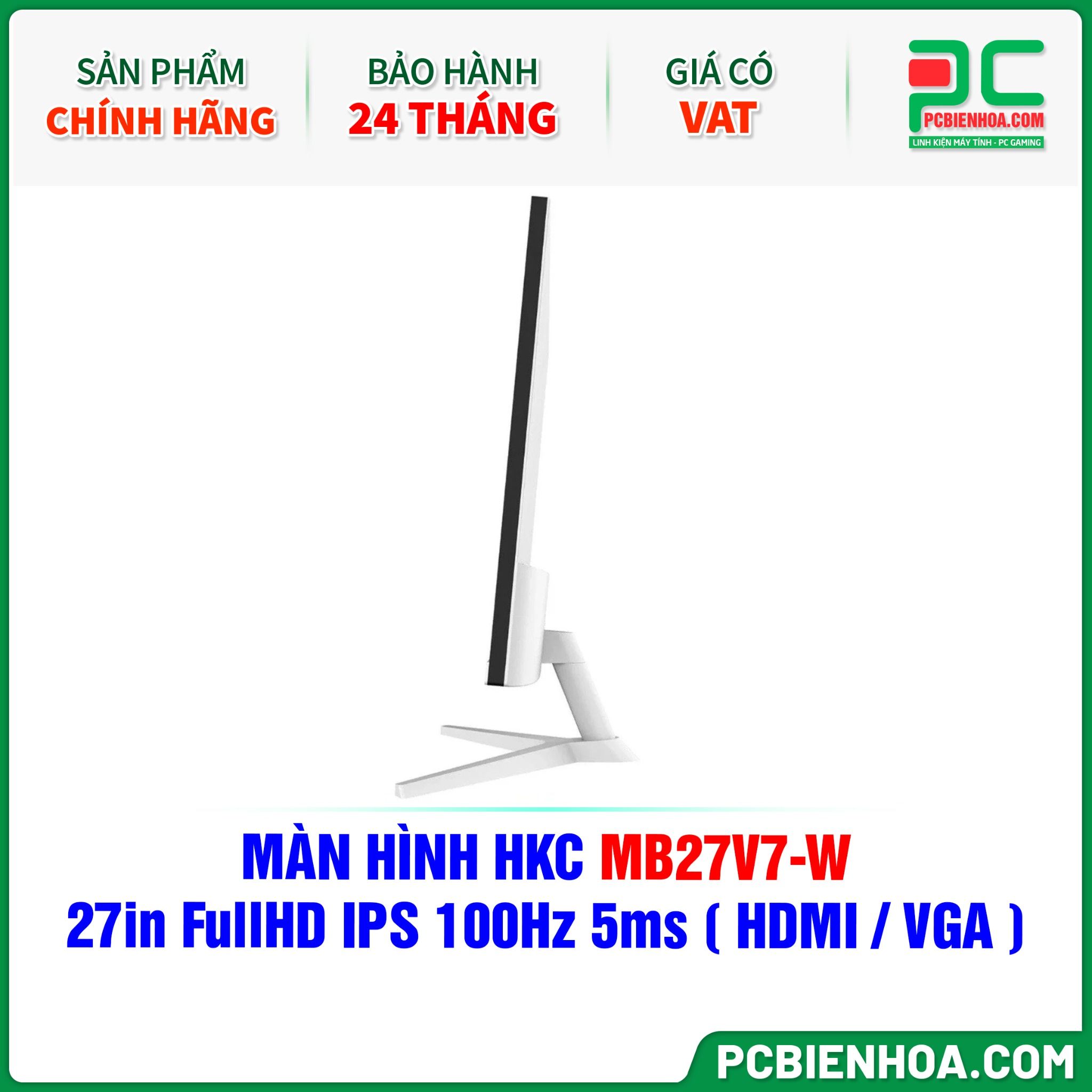 MÀN HÌNH HKC MB27V7-W MÀU TRẮNG - 27in FullHD IPS 100Hz 5ms ( HDMI / VGA )