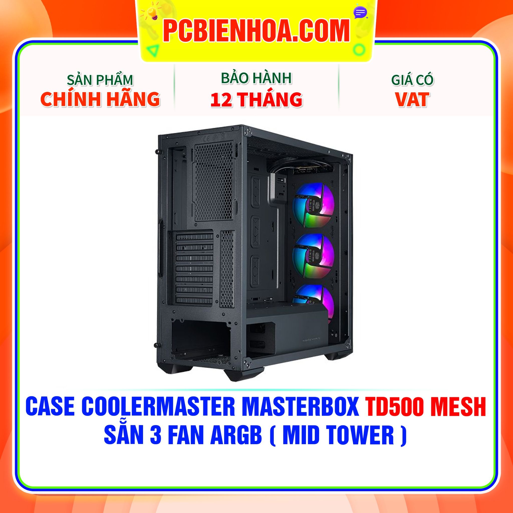  CASE COOLERMASTER MASTERBOX TD500 MESH - SẴN 3 FAN ARGB ( MID TOWER ) 