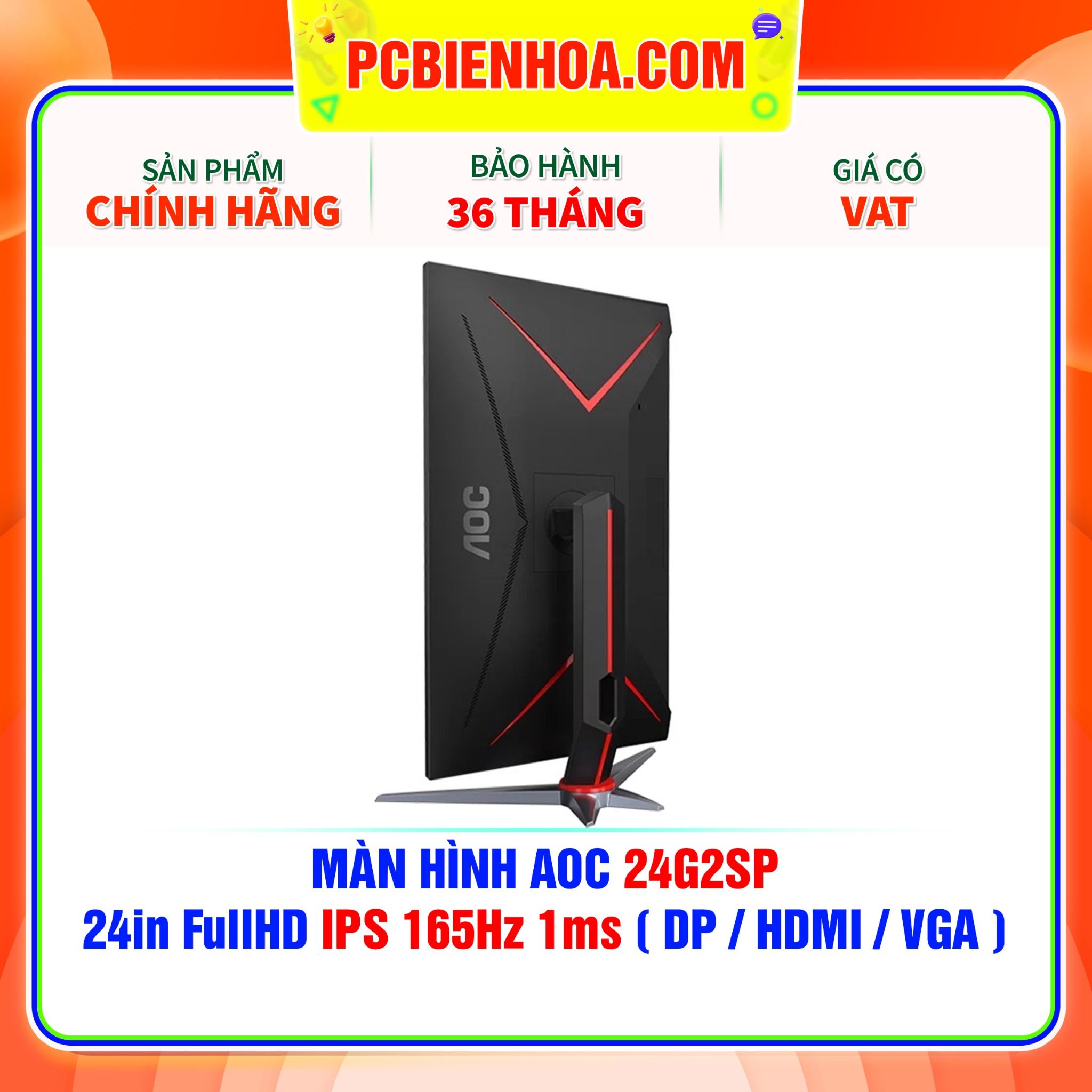  MÀN HÌNH AOC 24G2SP 24in FullHD IPS 165Hz 1ms ( DP / HDMI / VGA ) 