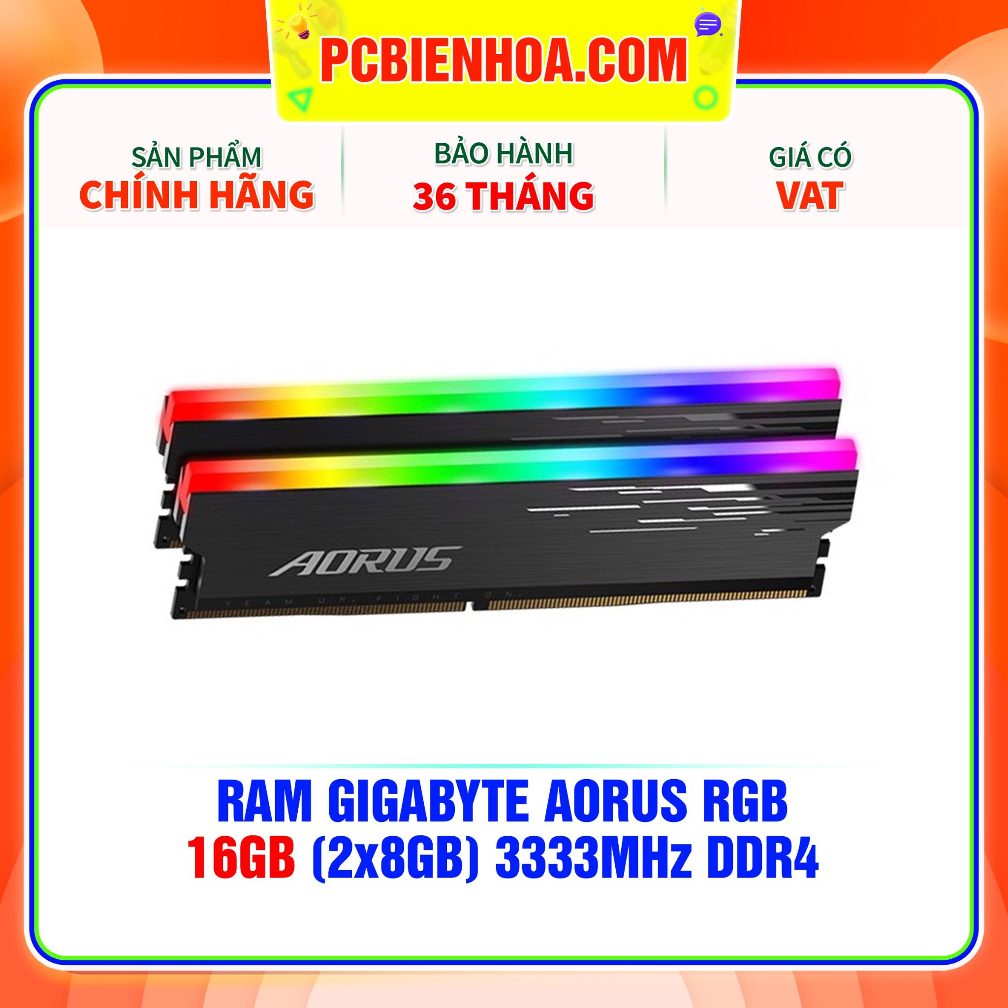  RAM GIGABYTE AORUS RGB 16GB (2x8GB) 3333MHz DDR4 