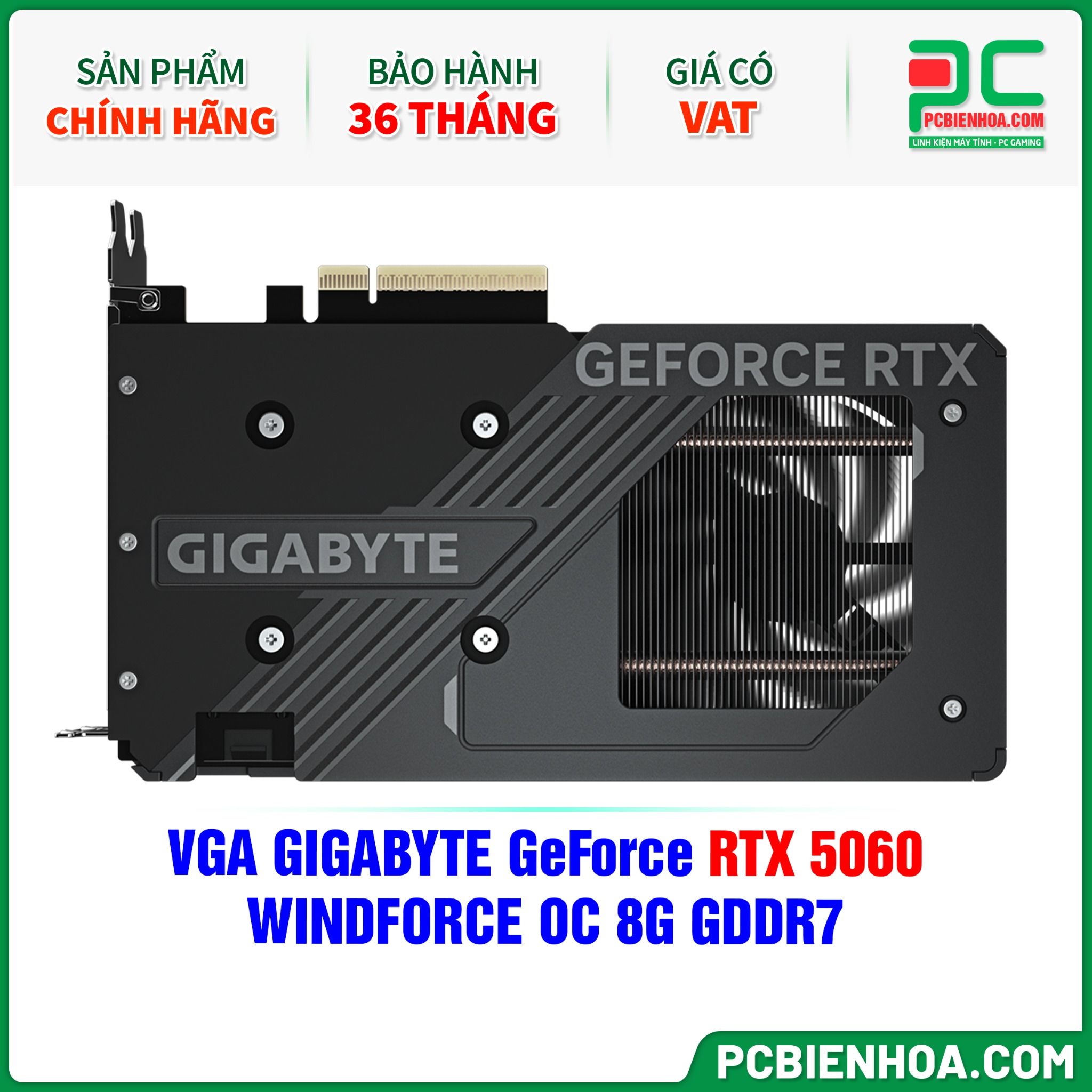 VGA GIGABYTE GeForce RTX 5060 WINDFORCE OC 8G GDDR7 (GV-N5060WF2OC-8GD)