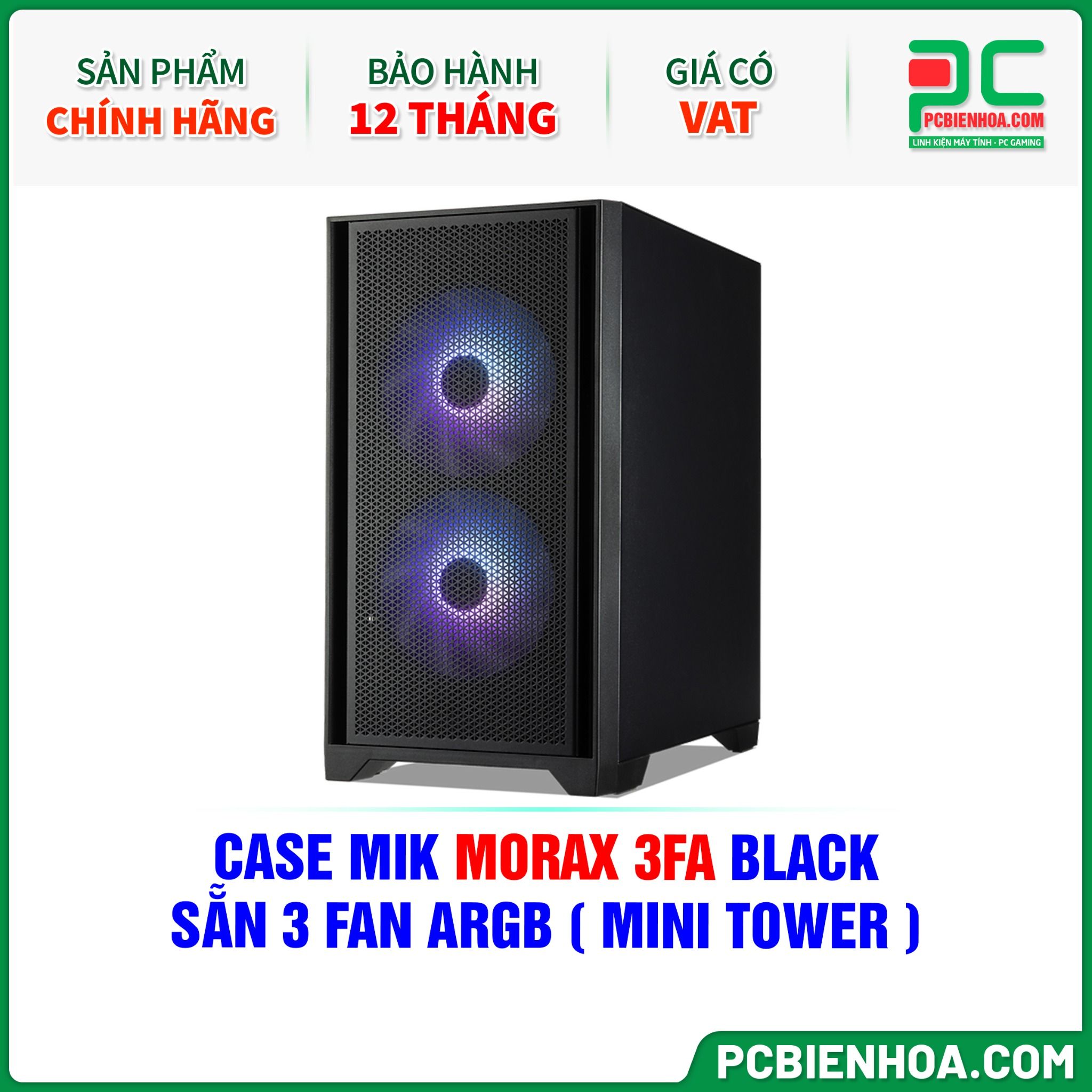 CASE MIK MORAX 3FA BLACK - SẴN 3 FAN ARGB ( MINI TOWER )