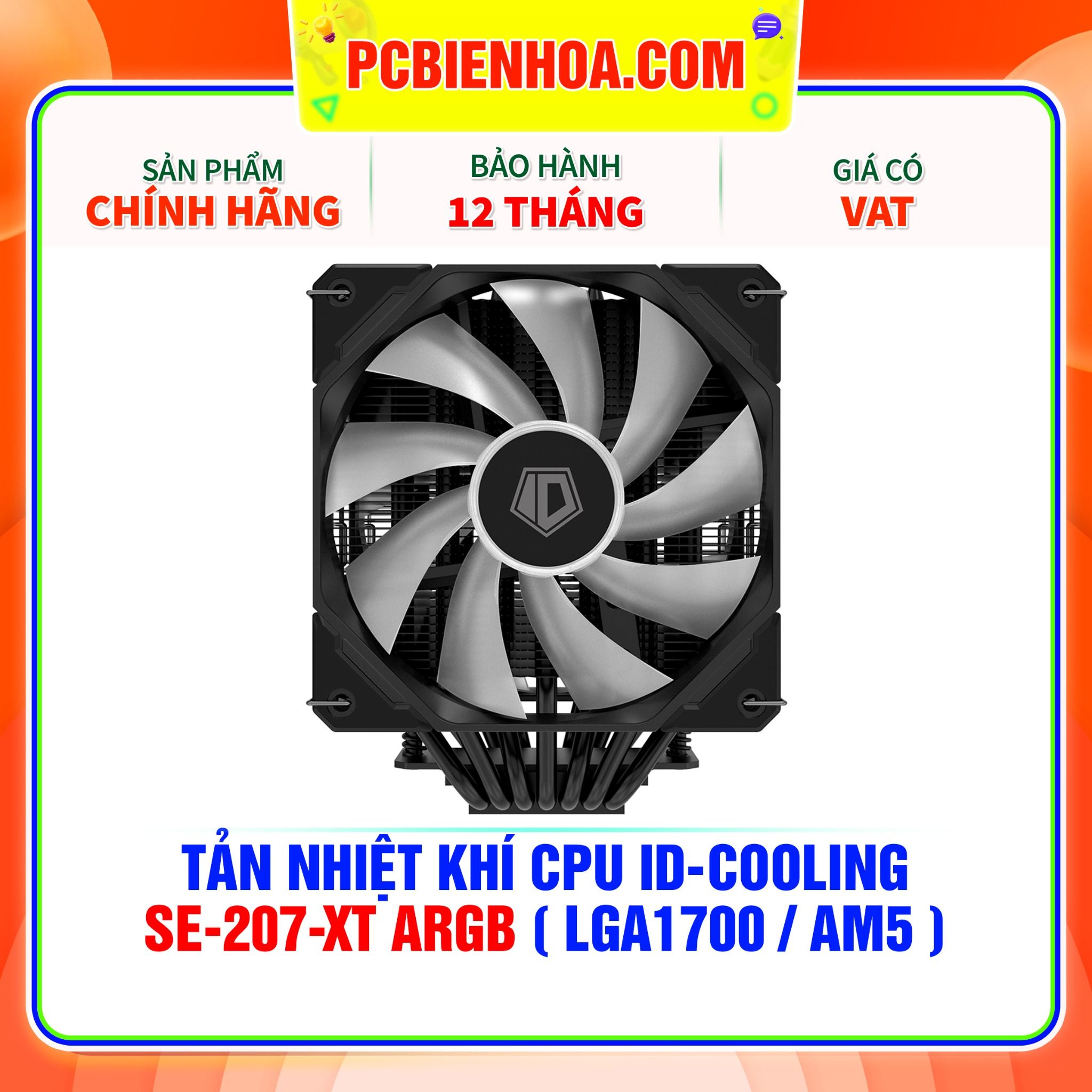  TẢN NHIỆT KHÍ CPU ID-COOLING SE-207-XT ARGB BLACK ( HỖ TRỢ SOCKET LGA1700 / AM5 ) 