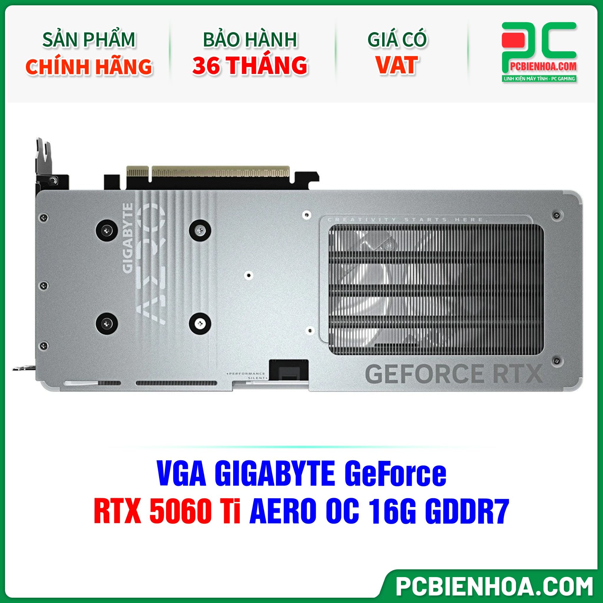 VGA GIGABYTE GeForce RTX 5060 Ti AERO OC 16G GDDR7 (GV-N506TAERO OC-16GD)