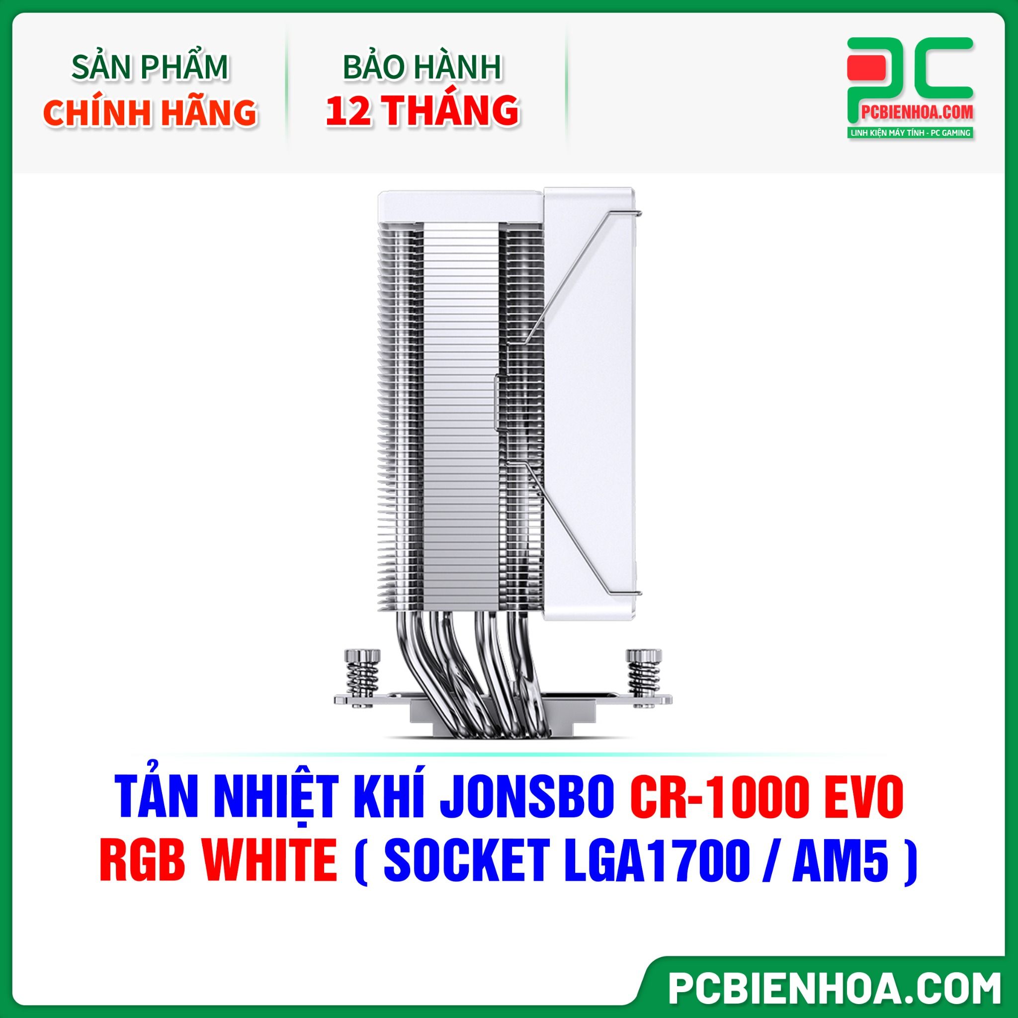 TẢN NHIỆT KHÍ JONSBO CR-1000 EVO RGB WHITE ( HỖ TRỢ SOCKET LGA1700 / AM5 )